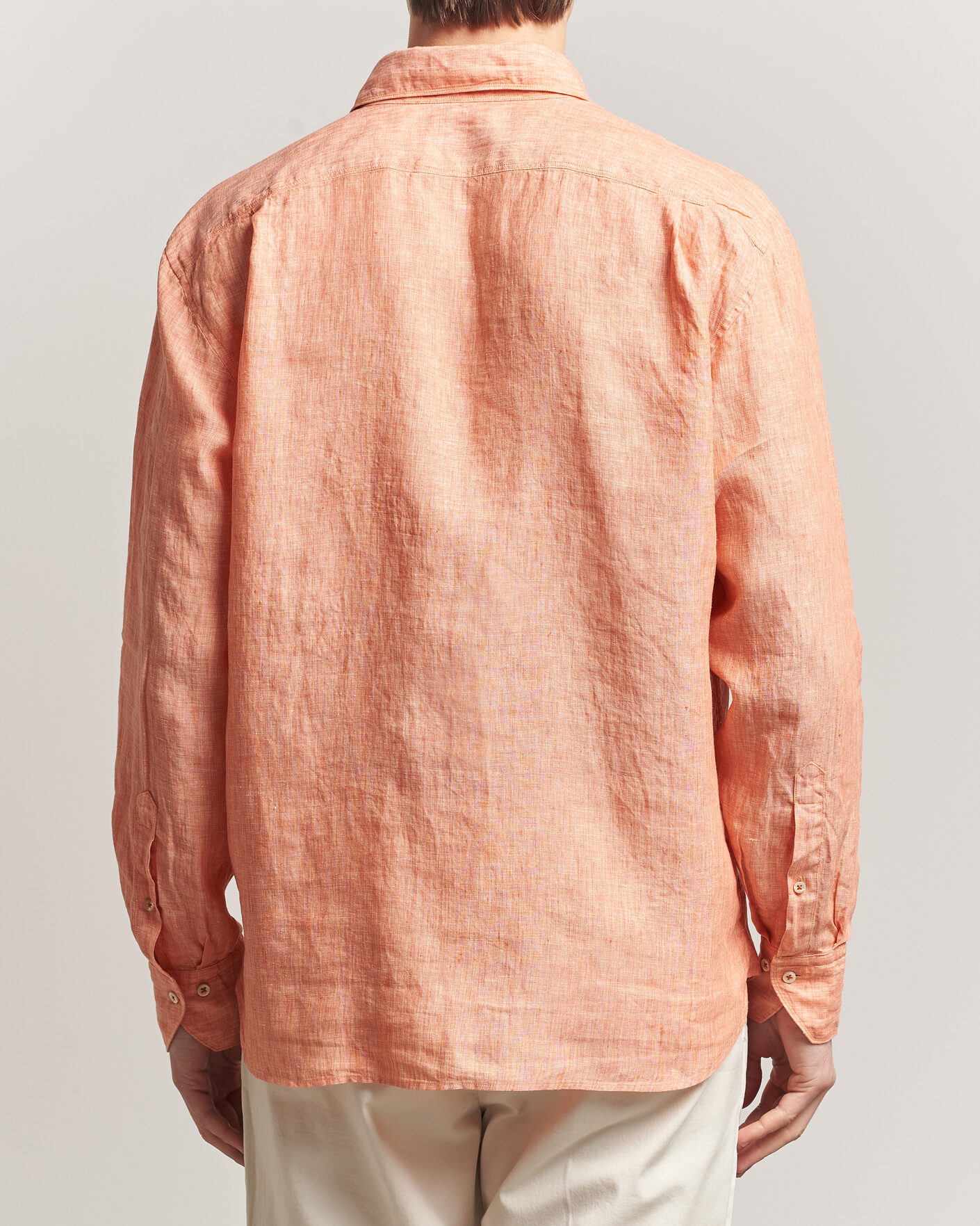 Homme | Chemises | Stenströms | Regular Fit Cut Away Linen Shirt Orange