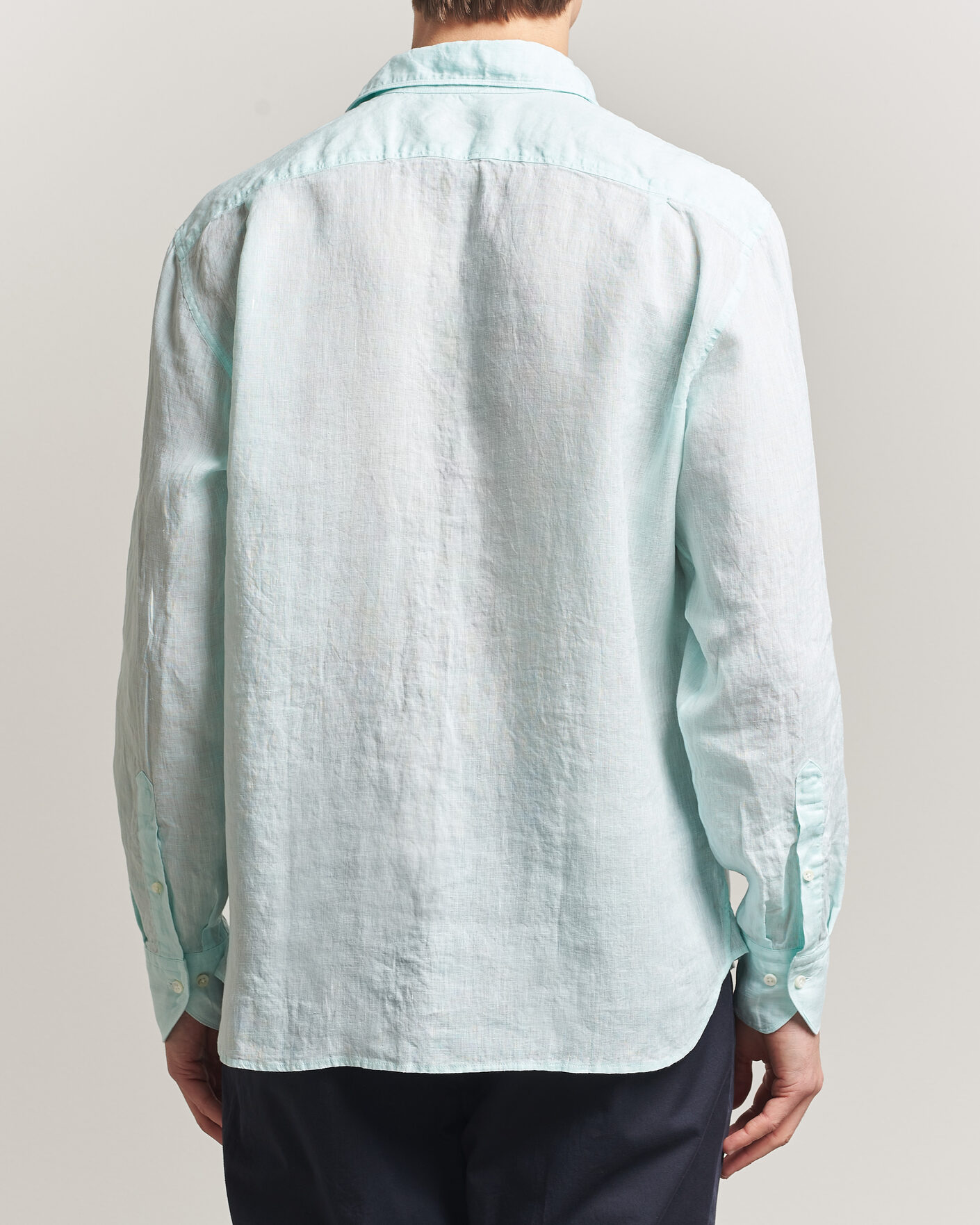 Heren | Overhemden | Stenströms | Regular Fit Cut Away Linen Shirt Mint