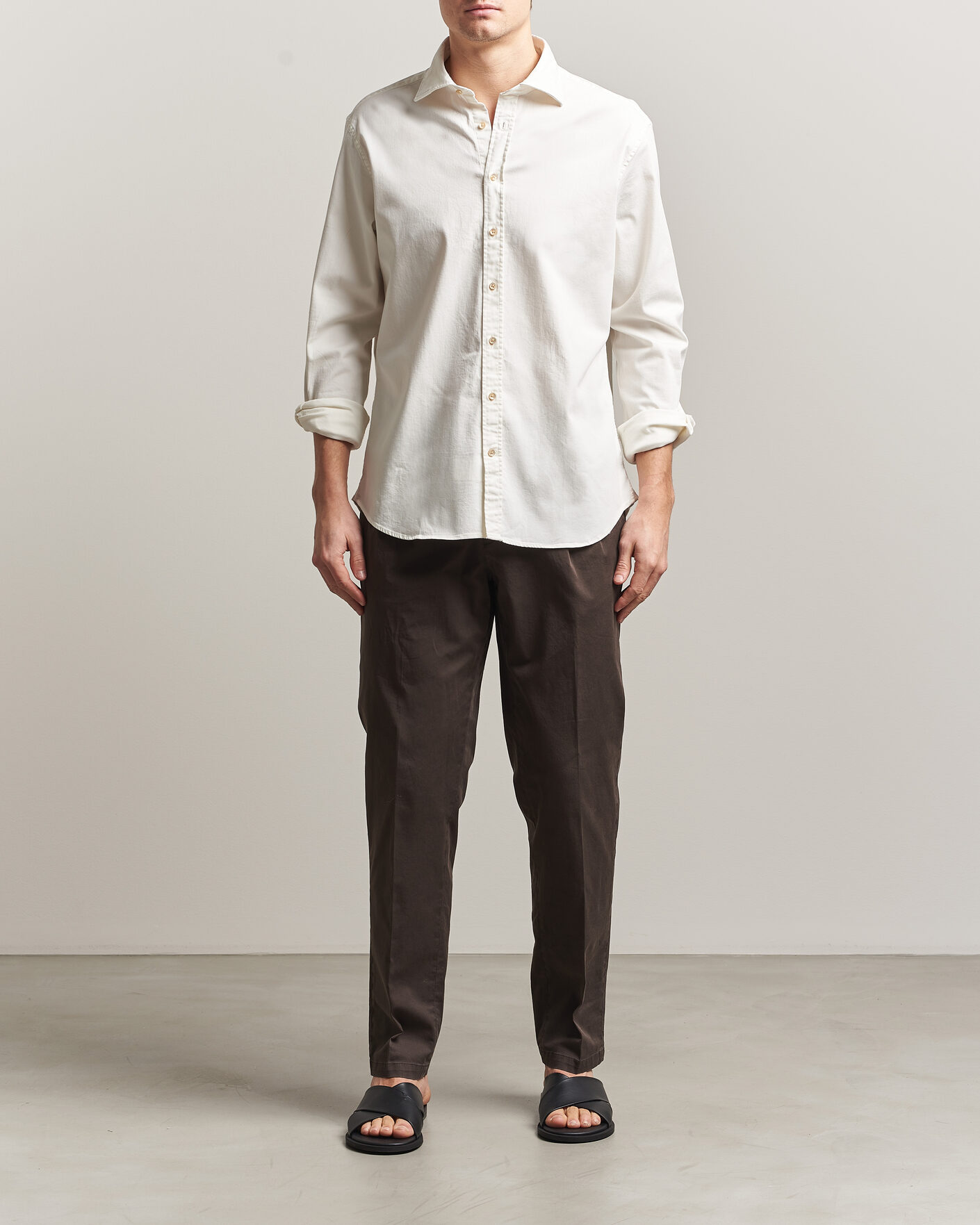 Heren | Overhemden | Stenströms | Regular Fit Garment Washed Denim Shirt White