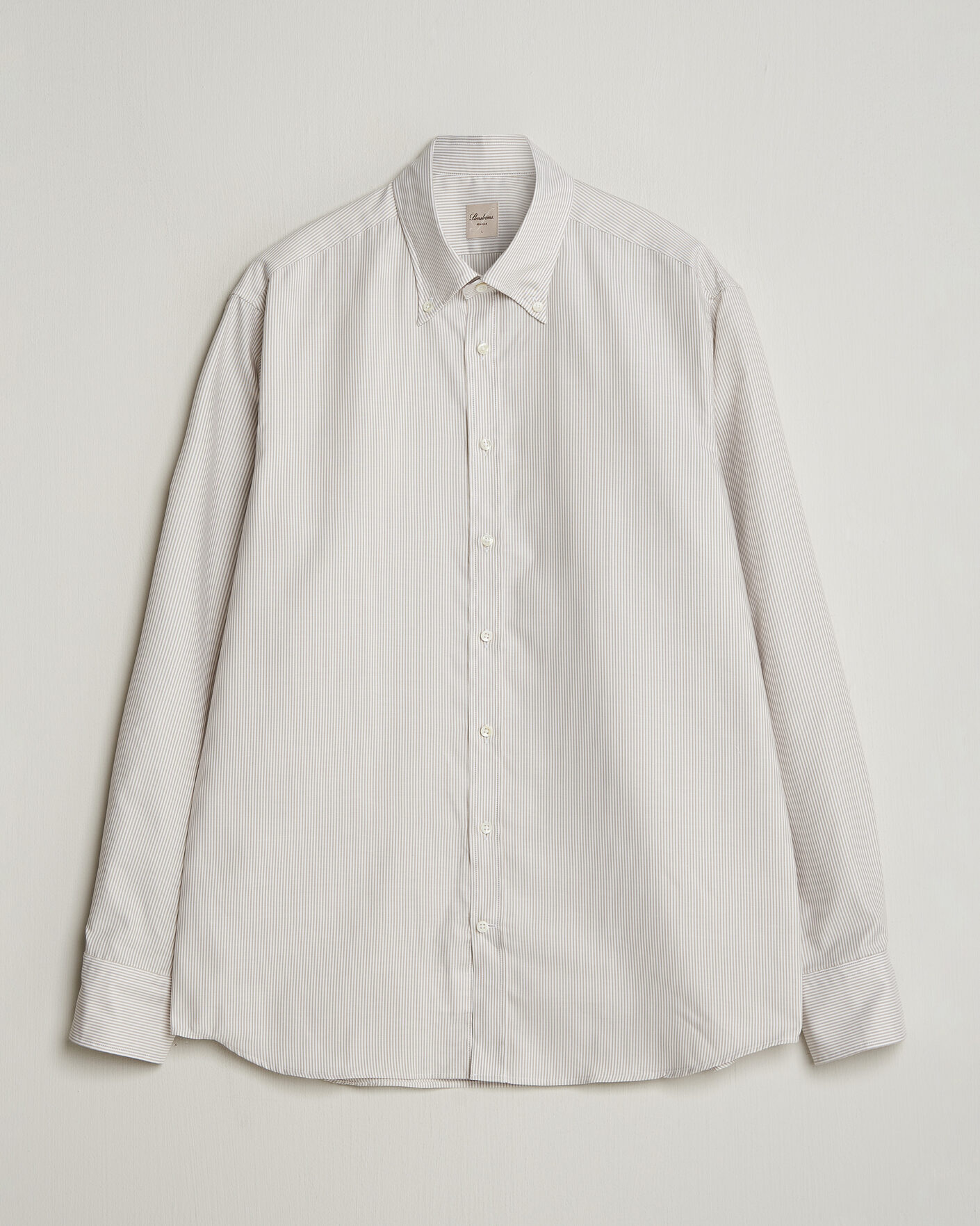 Heren | Overhemden | Stenströms | Regular Fit Thin Striped Oxford Shirt Beige