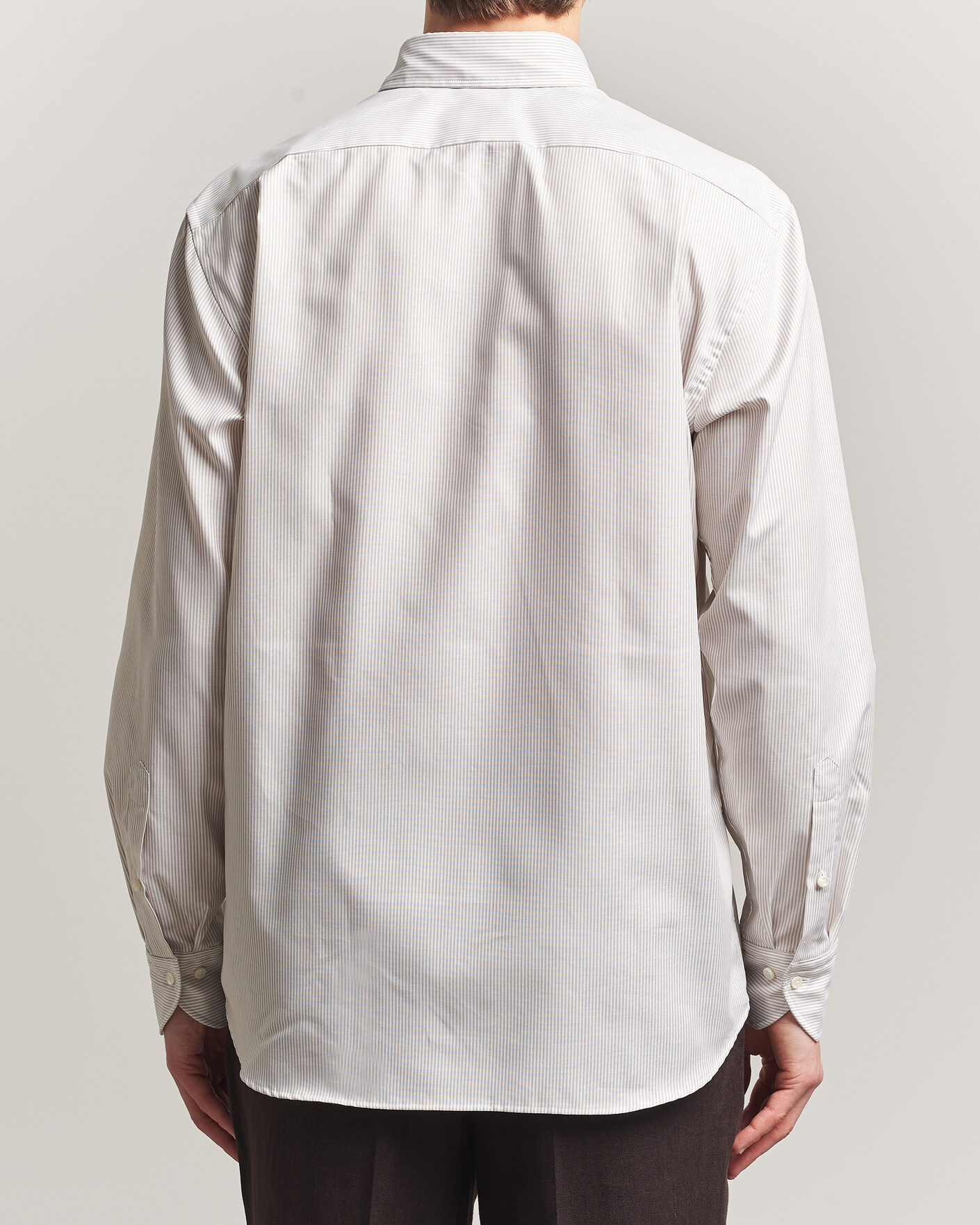 Heren | Overhemden | Stenströms | Regular Fit Thin Striped Oxford Shirt Beige