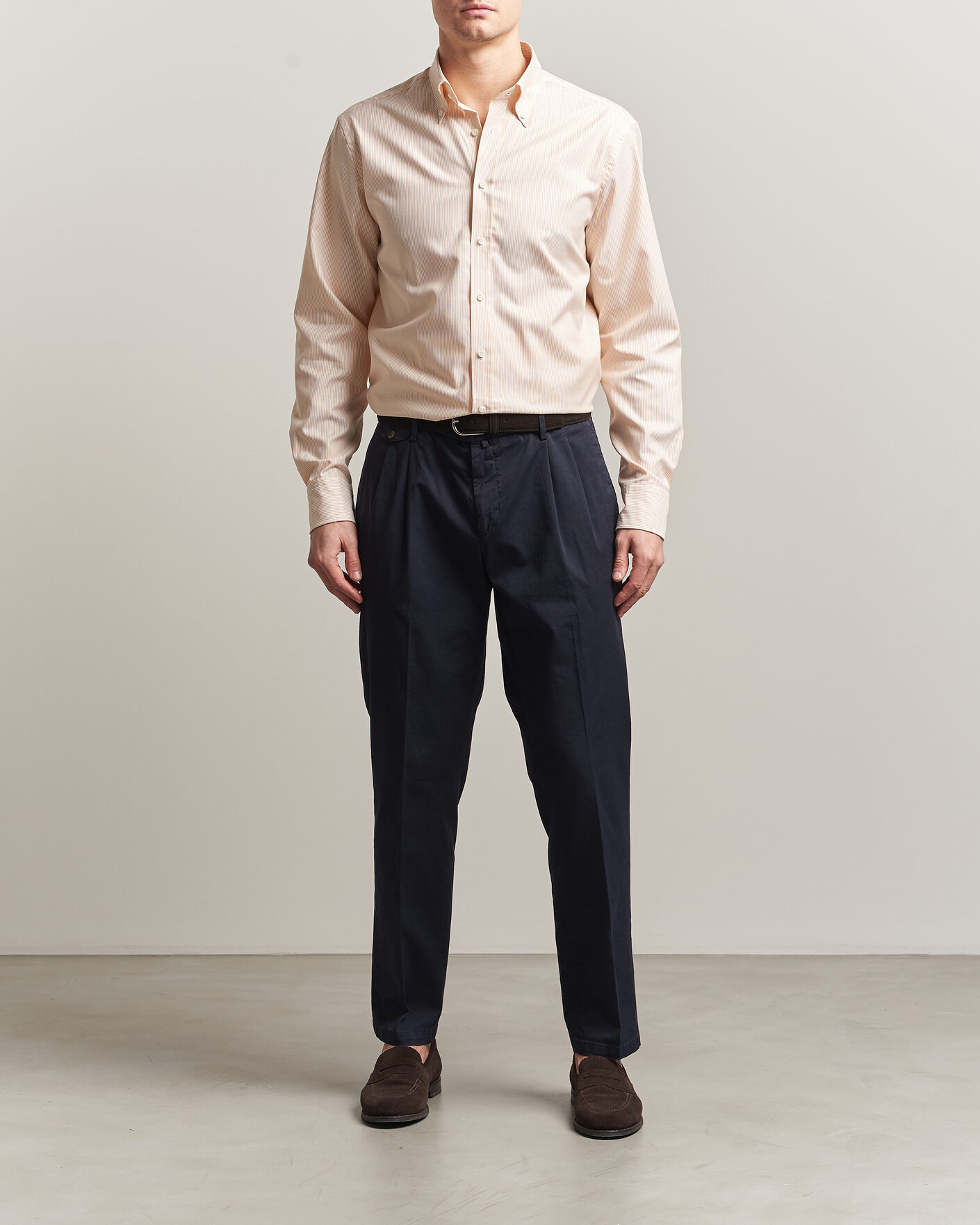 Heren | Overhemden | Stenströms | Regular Fit Thin Striped Oxford Shirt Orange