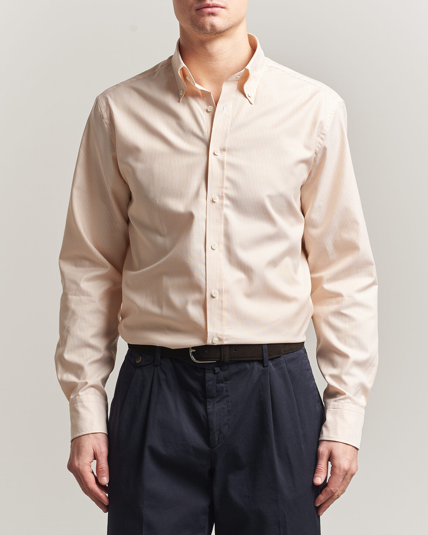 Heren | Overhemden | Stenströms | Regular Fit Thin Striped Oxford Shirt Orange