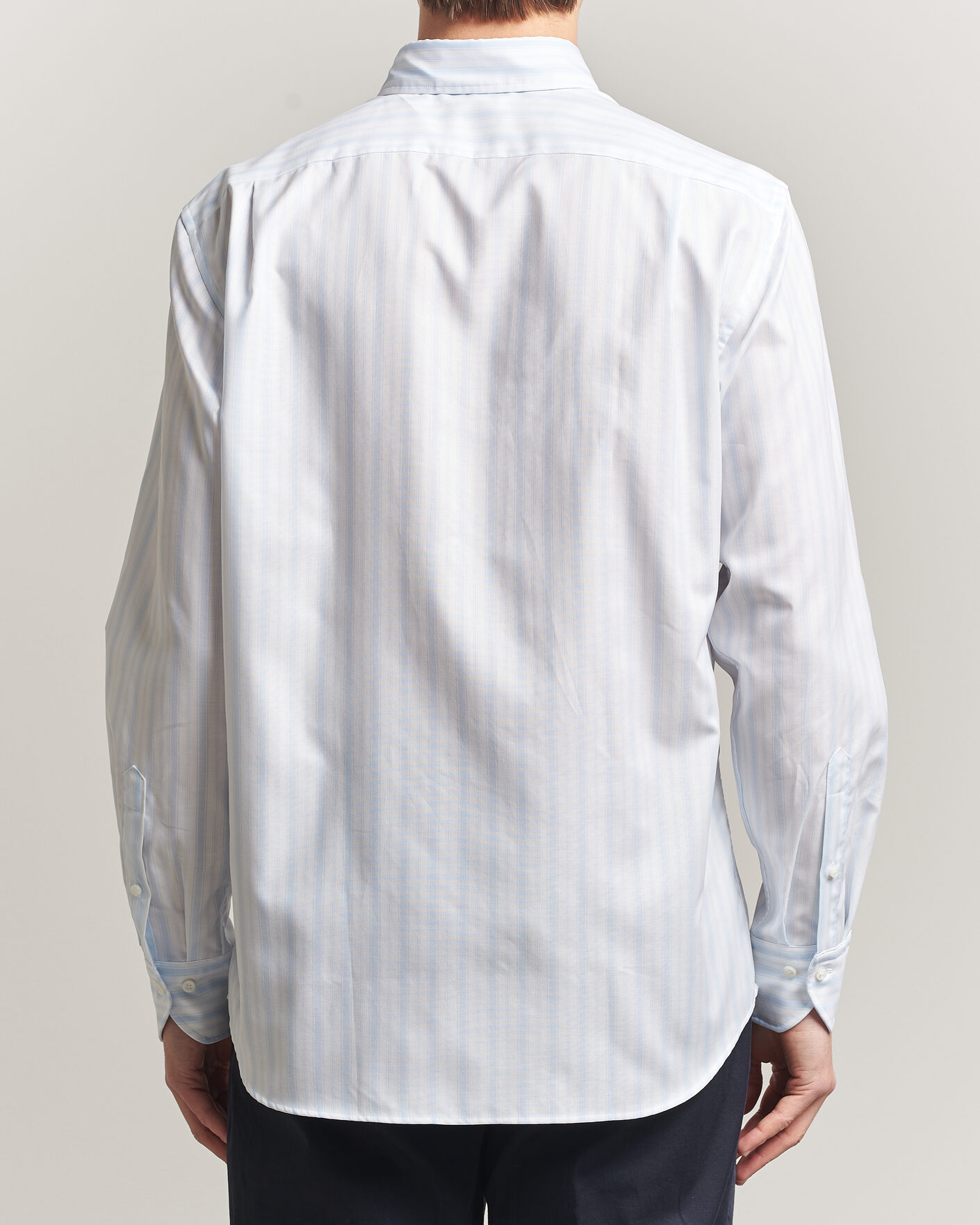 Homme | Chemises | Stenströms | Regular Fit Striped Oxford Shirt Light Blue