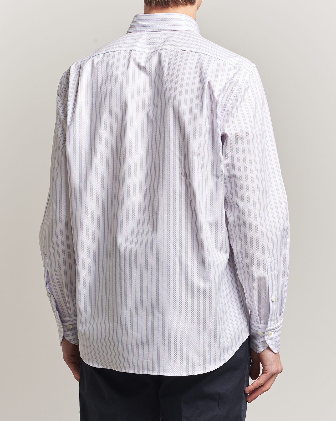 Heren | Overhemden | Stenströms | Regular Fit Multi Striped Oxford Shirt Blue/Pink