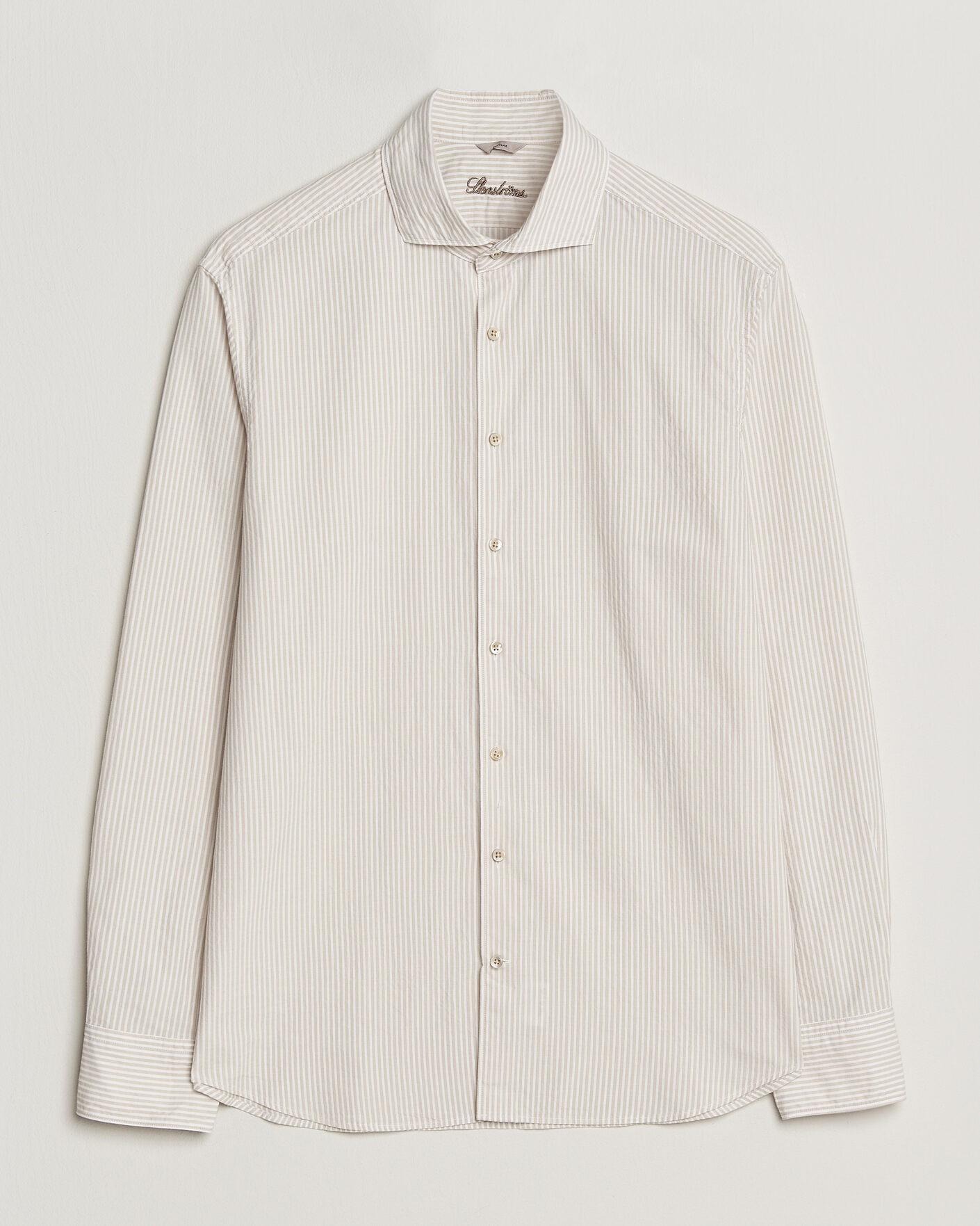 Heren | Overhemden | Stenströms | Regular Fit Structured Stripe Shirt Beige