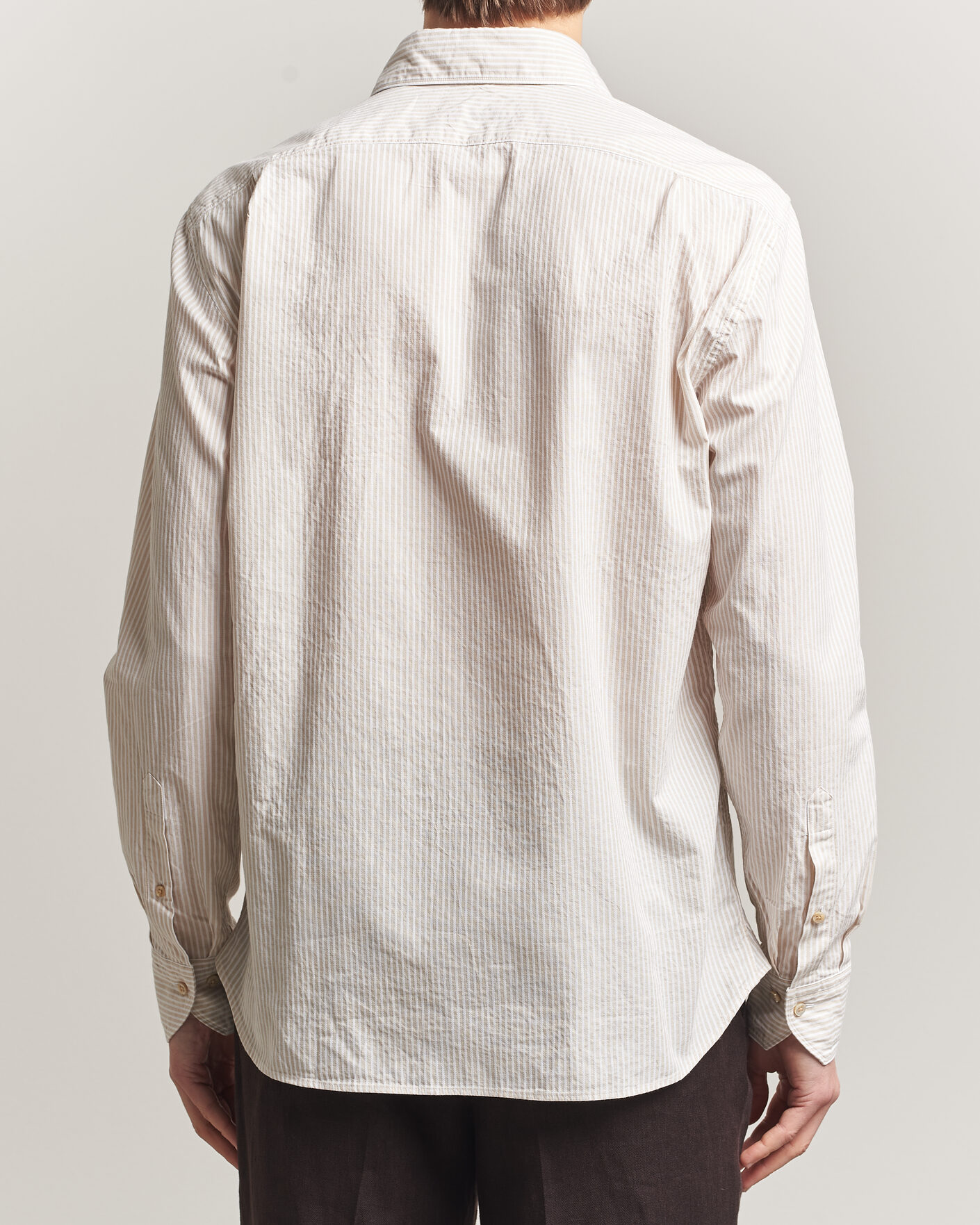 Heren | Overhemden | Stenströms | Regular Fit Structured Stripe Shirt Beige