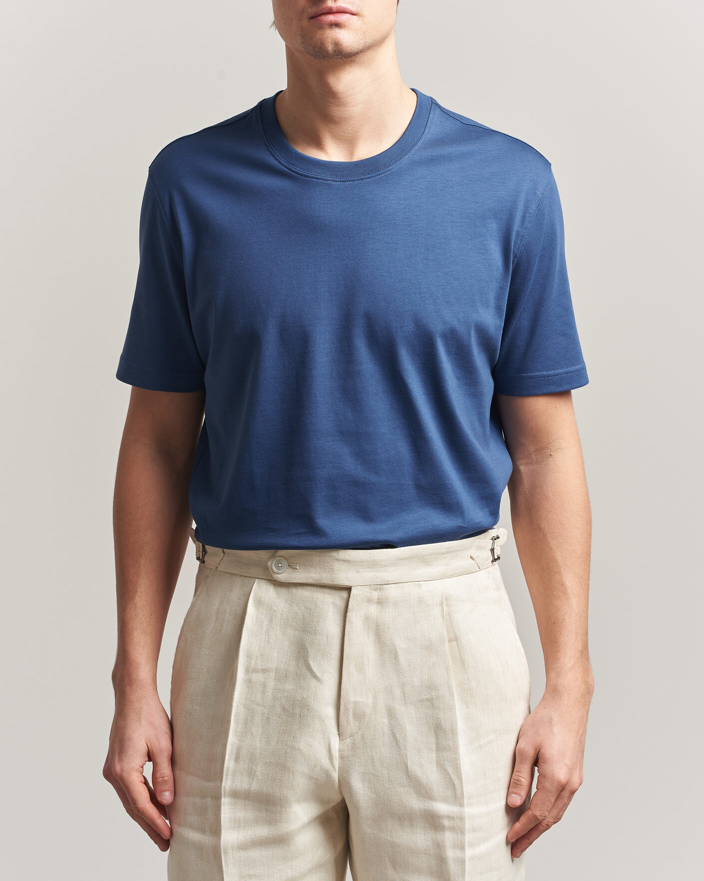 Homme | T-shirts | Eton | Supima Cotton Crew Neck T-Shirt Mid Blue