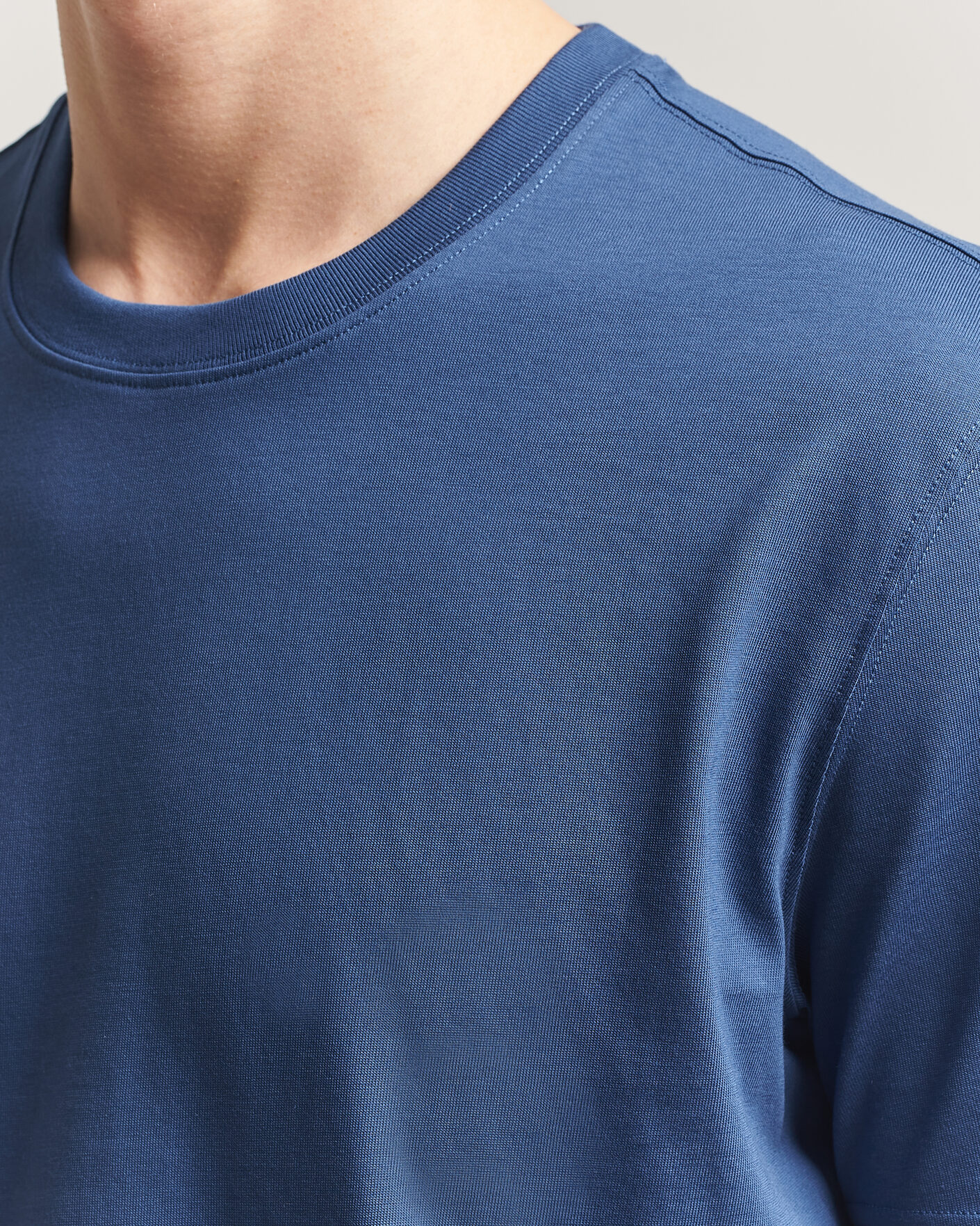 Heren | T-shirts | Eton | Supima Cotton Crew Neck T-Shirt Mid Blue