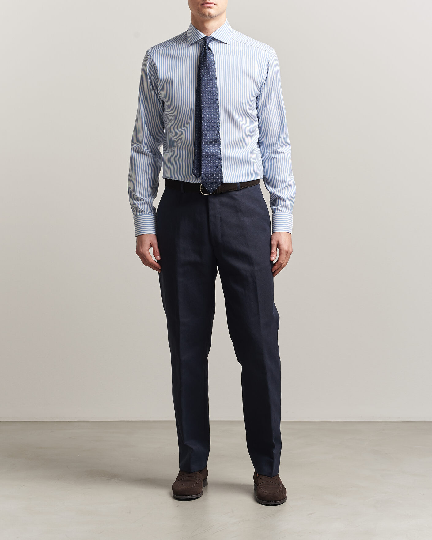 Homme | Chemises | Eton | Slim Fit Signature Oxford Striped Shirt Light Blue