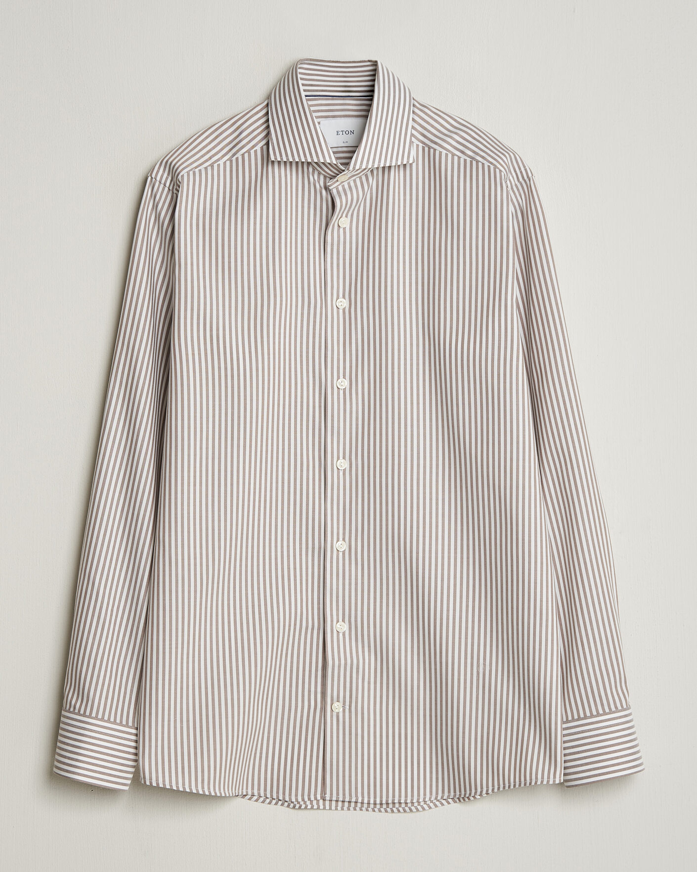 Heren | Overhemden | Eton | Slim Fit Signature Oxford Striped Shirt Beige