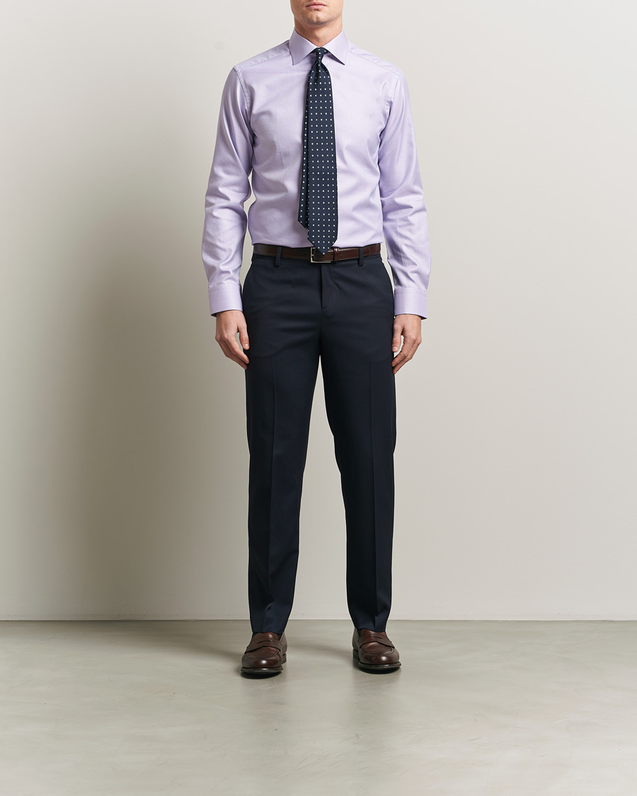Heren | Overhemden | Eton | Slim Fit Signature Twill Structured Shirt Light Purple