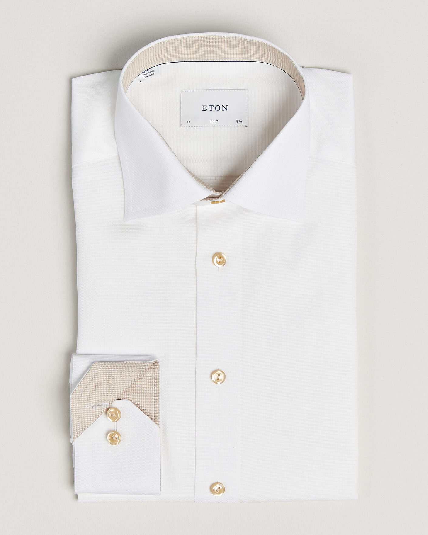 Heren | Overhemden | Eton | Slim Fit Signature Twill Contrast Shirt White