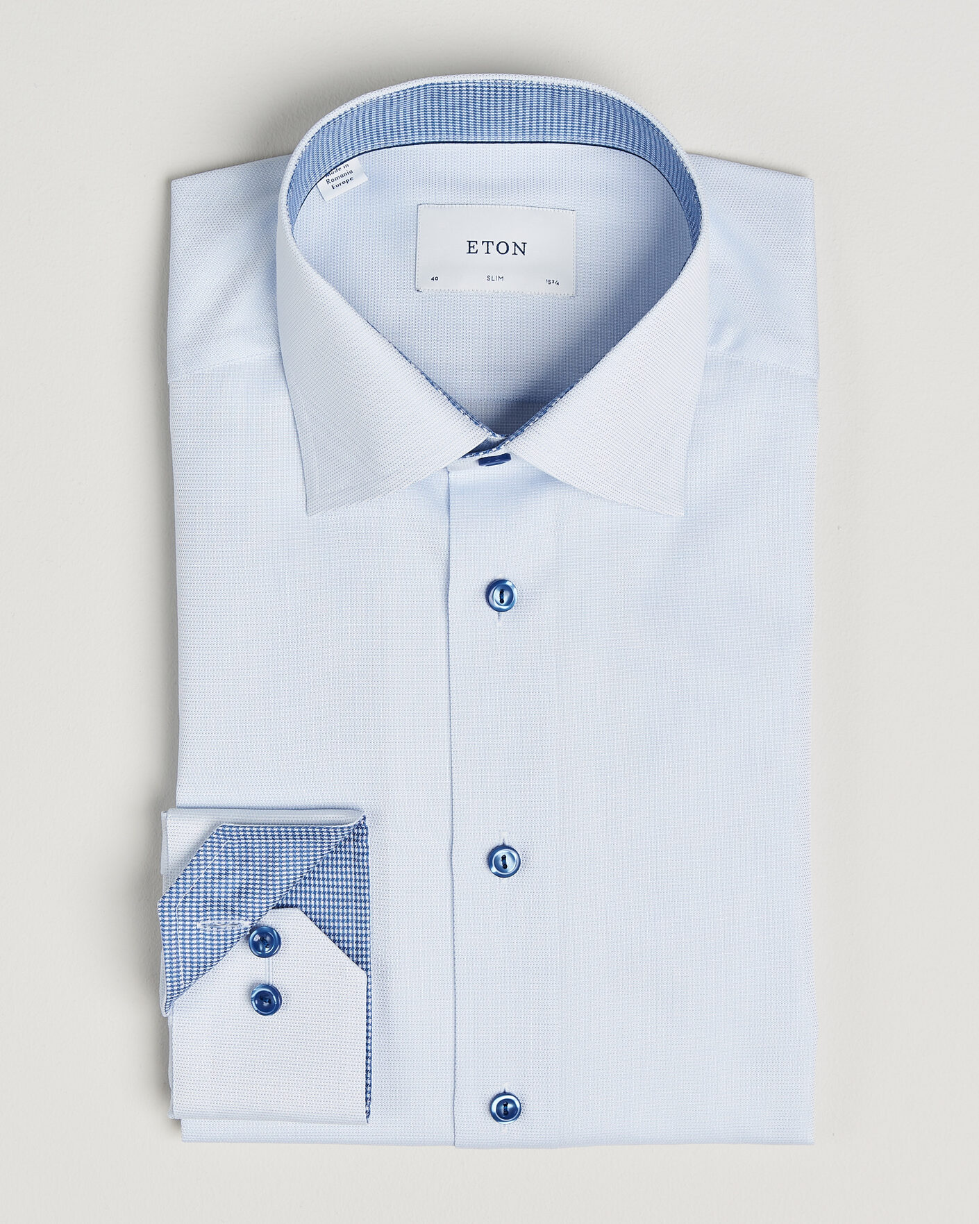 Heren | Overhemden | Eton | Slim Fit Signature Twill Contrast Shirt Light Blue