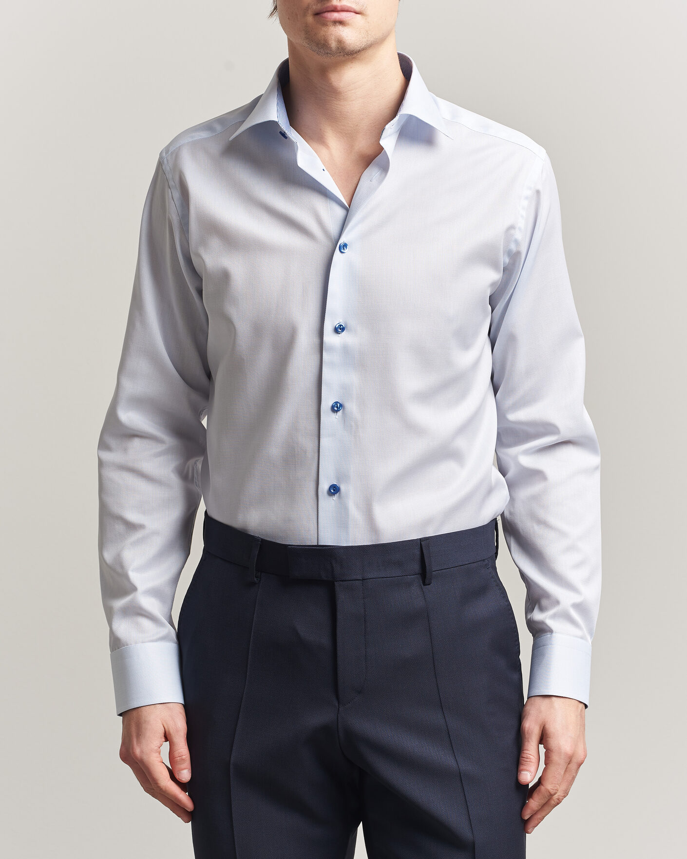 Homme | Chemises | Eton | Slim Fit Signature Twill Contrast Shirt Light Blue