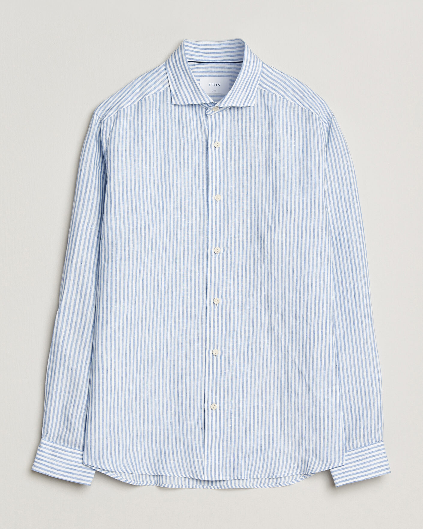 Homme | Chemises | Eton | Casual Fit Striped Linen Shirt Light Blue