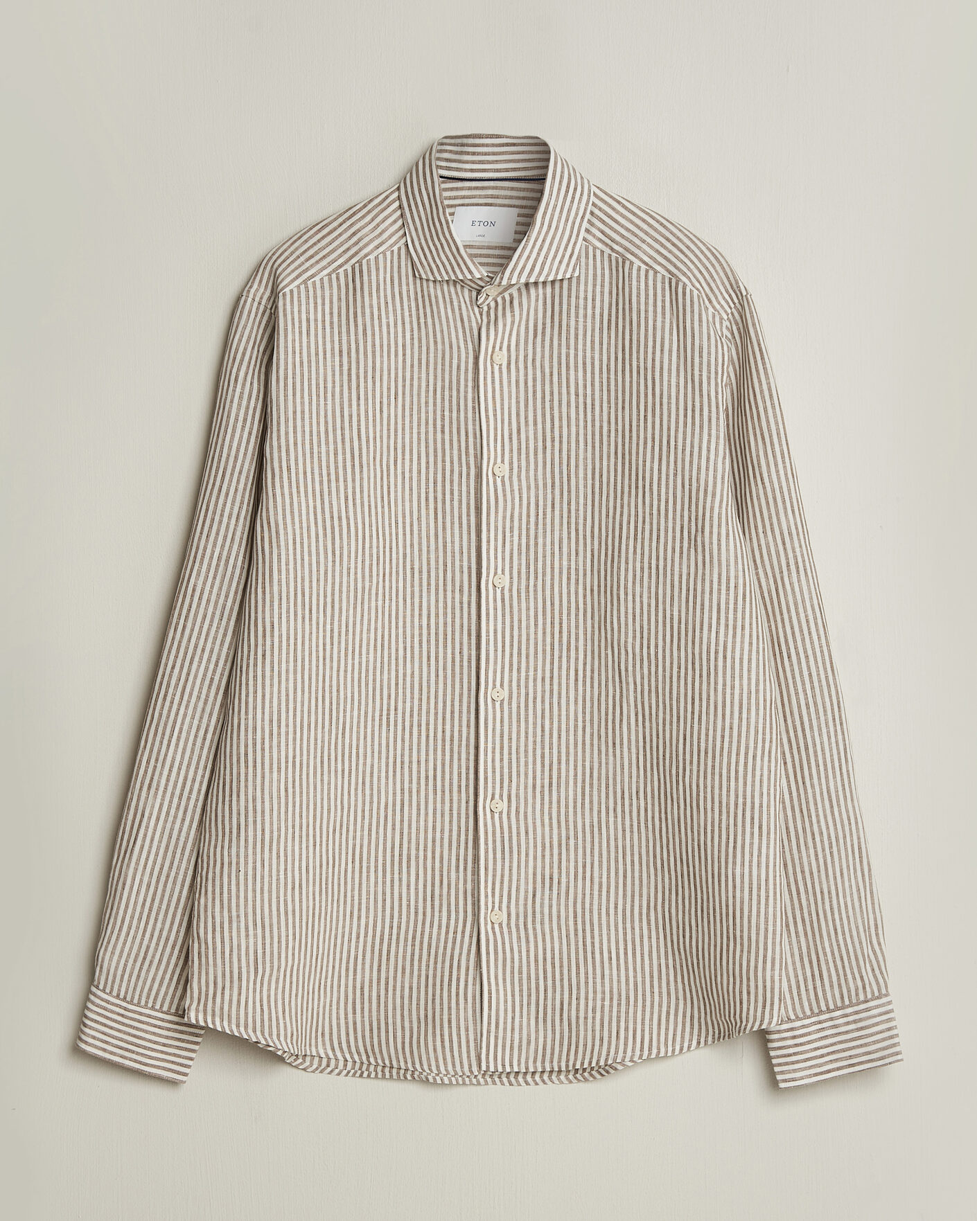 Homme | Chemises | Eton | Casual Fit Striped Linen Shirt Beige