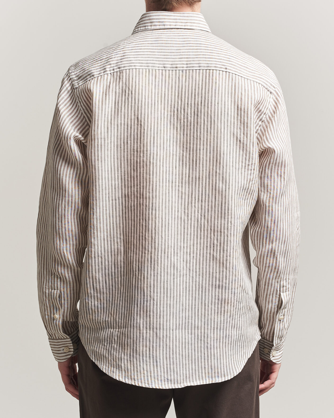 Homme | Chemises | Eton | Casual Fit Striped Linen Shirt Beige