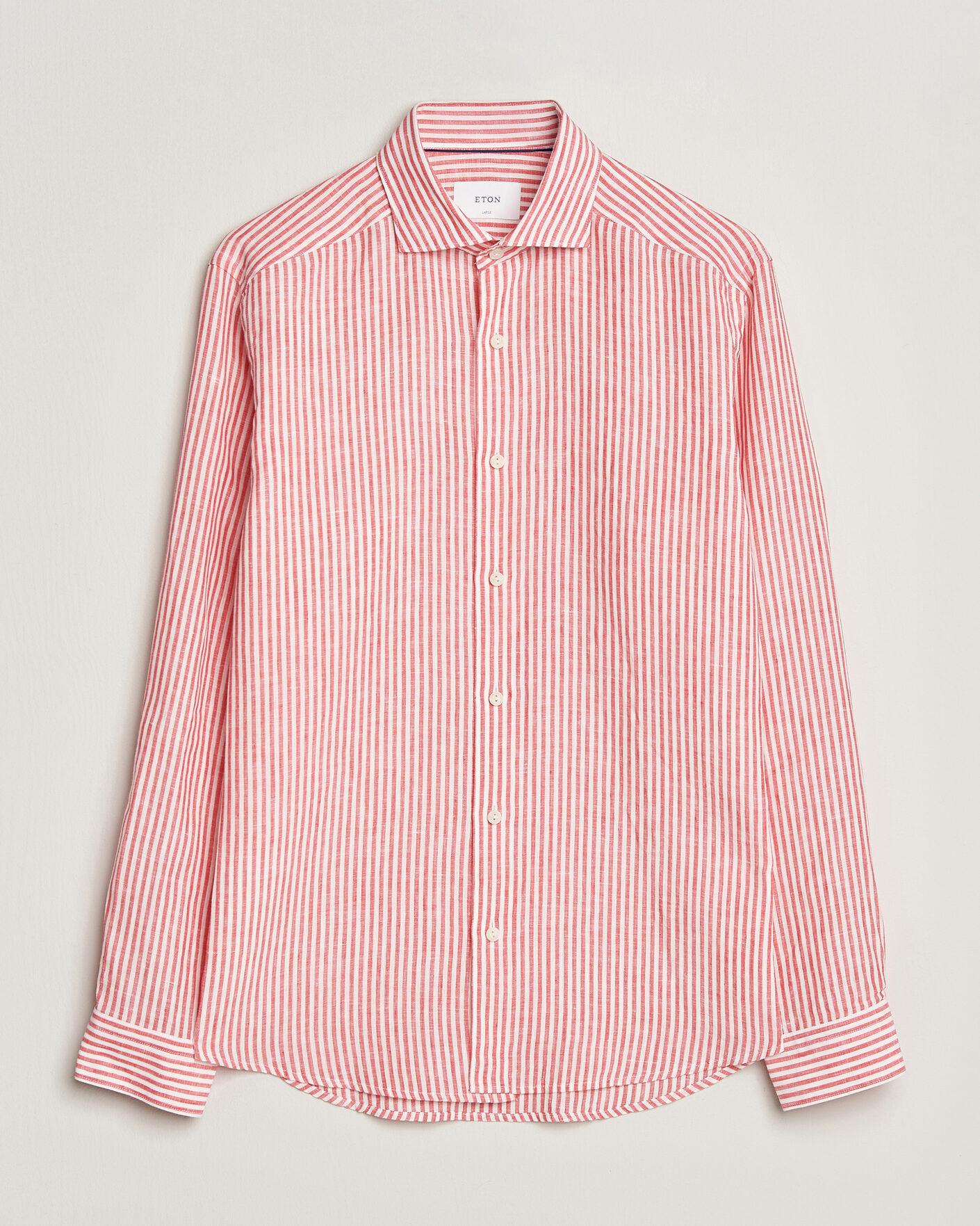 Homme | Chemises | Eton | Casual Fit Striped Linen Shirt Red