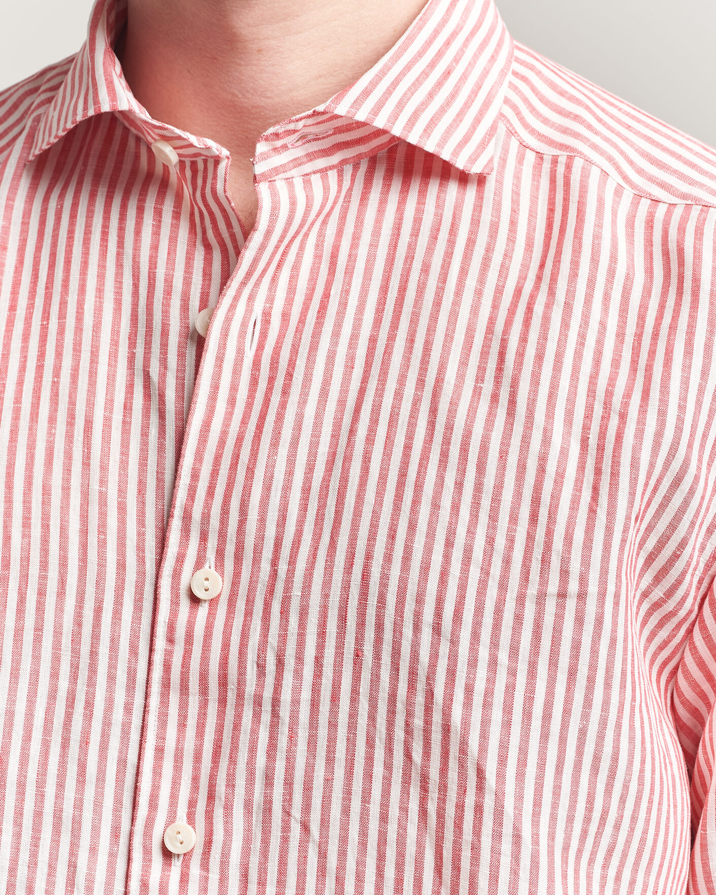Homme | Chemises | Eton | Casual Fit Striped Linen Shirt Red