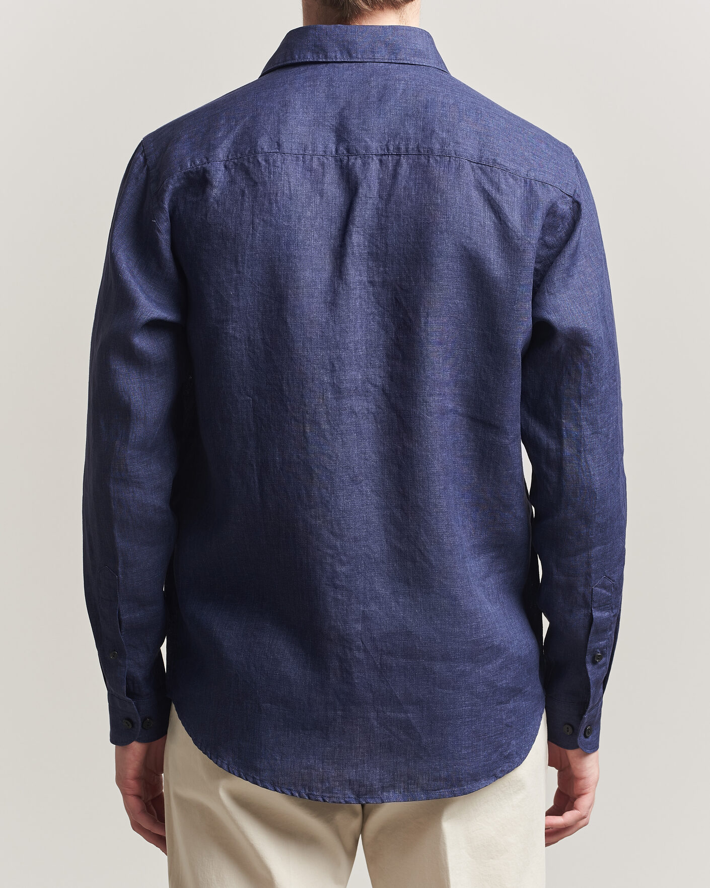 Heren | Overhemden | Eton | Casual Fit Linen Shirt Navy Blue