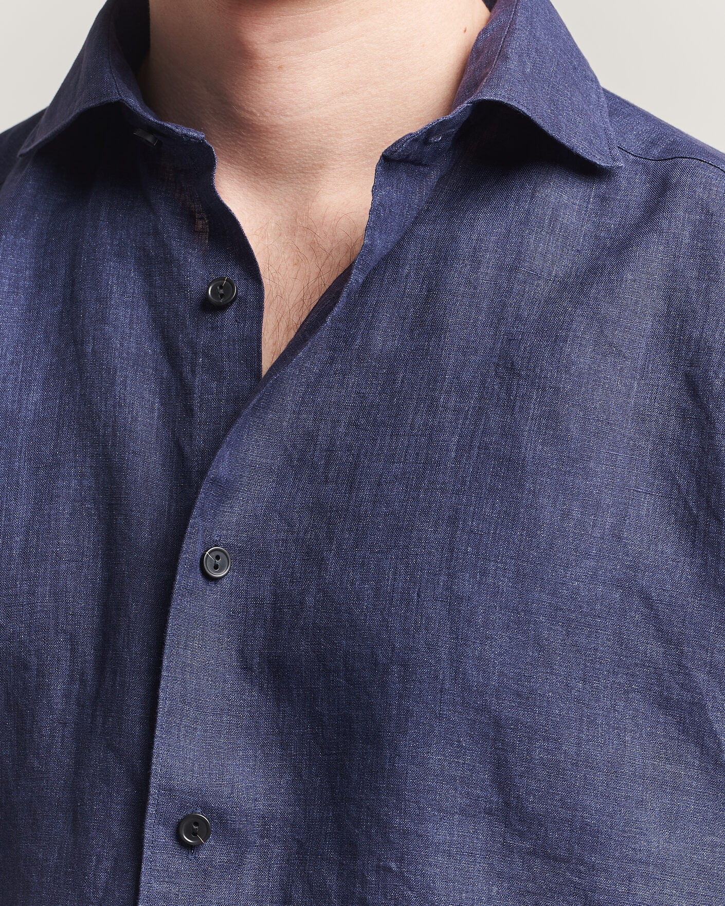 Heren | Overhemden | Eton | Casual Fit Linen Shirt Navy Blue