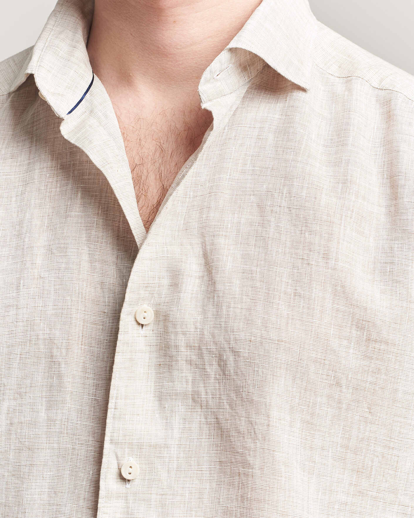 Heren | Overhemden | Eton | Casual Fit Linen Shirt Beige