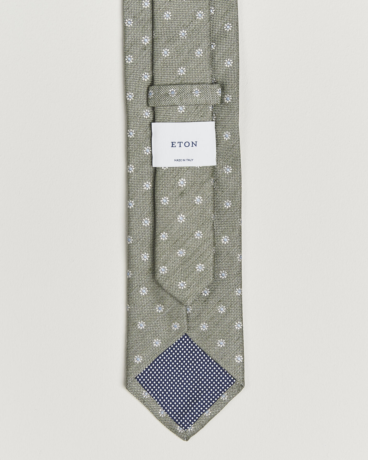 Homme | Cravates | Eton | Floral Linen Silk Tie Light Green