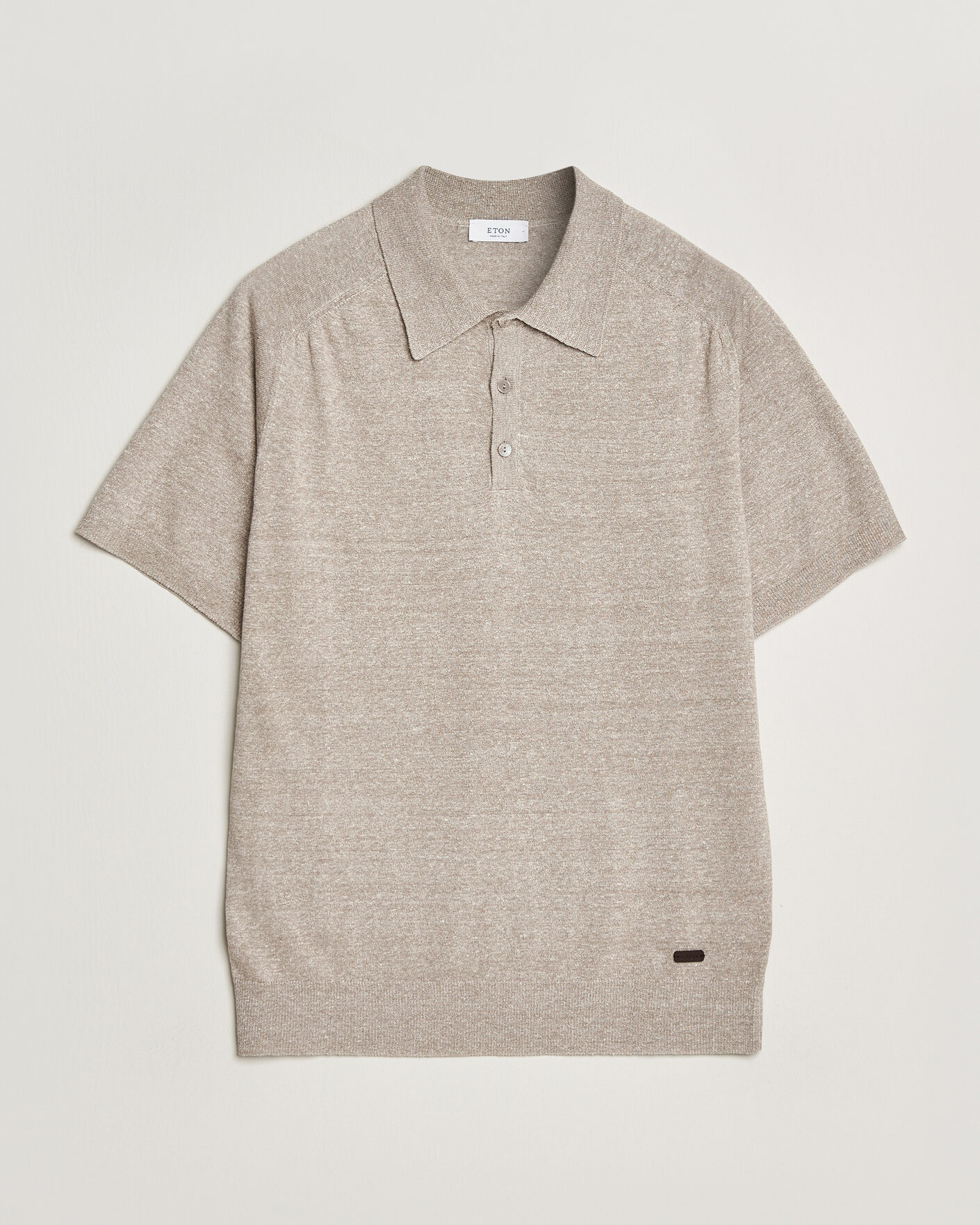 Heren | Polo's | Eton | Cotton Linen Fine Knit Polo Beige