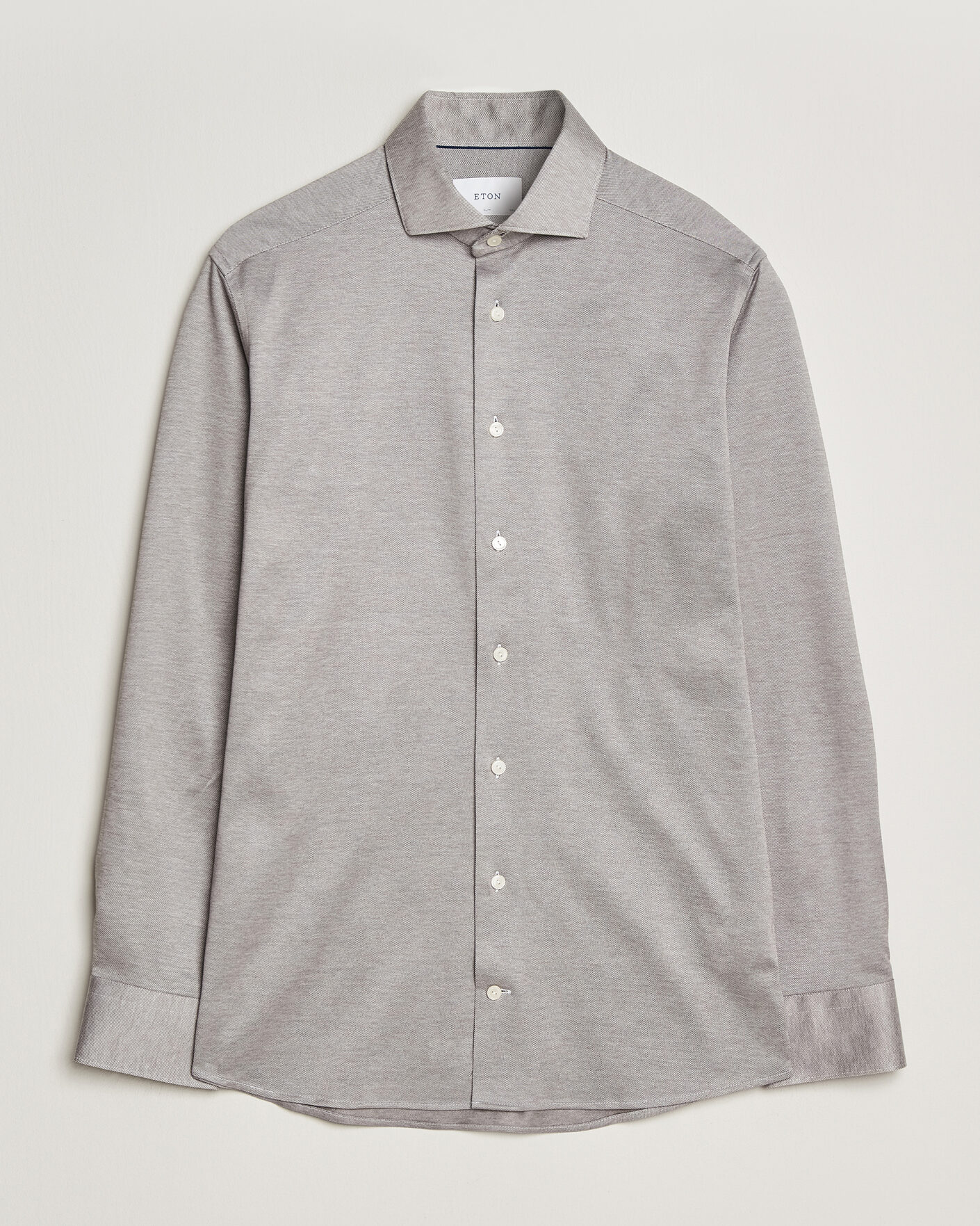 Homme | Chemises | Eton | Filo di Scozia Knitted Shirt Brown