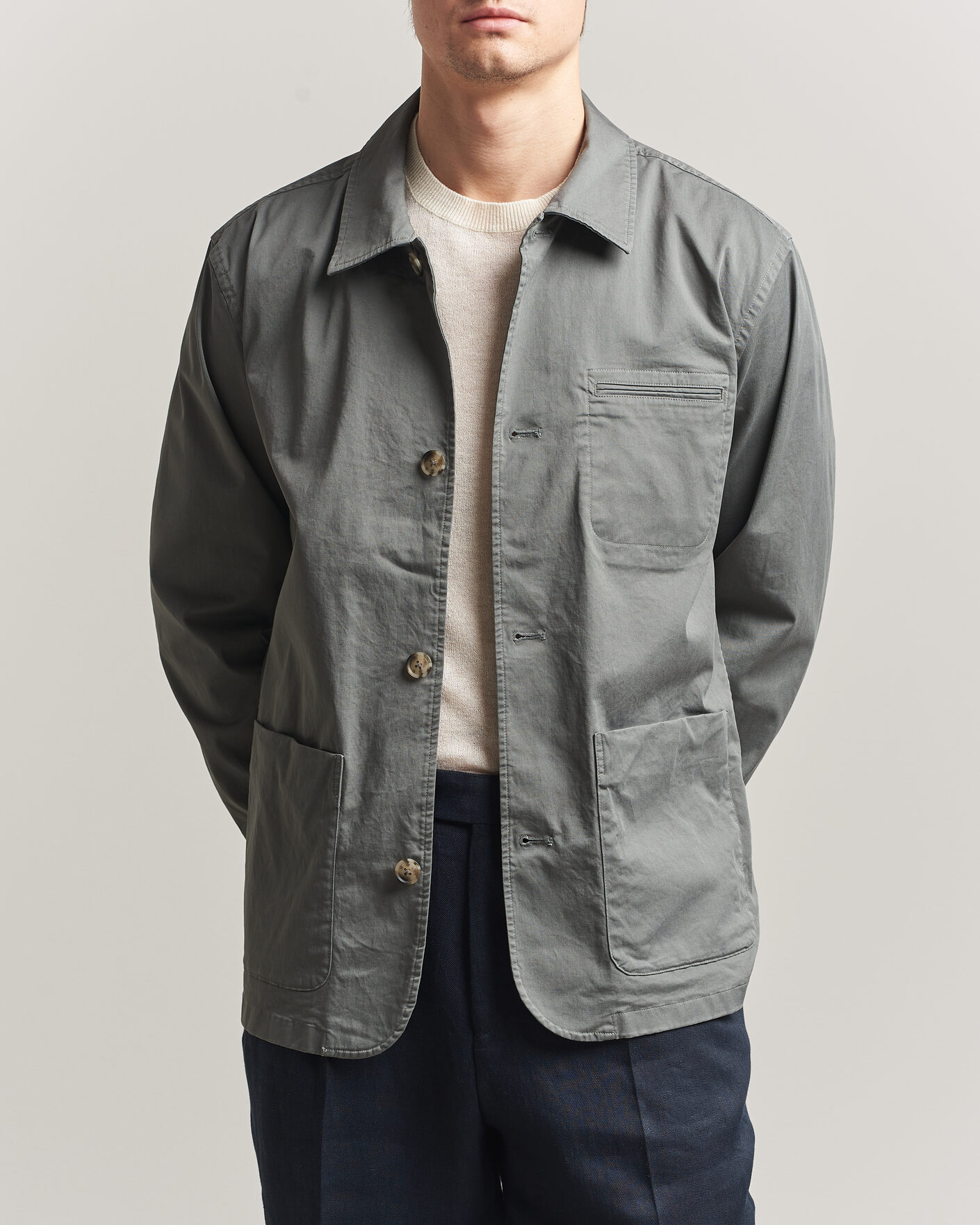 Homme | Manteaux Et Vestes | Eton | Cotton Chore Jacket Mid Green