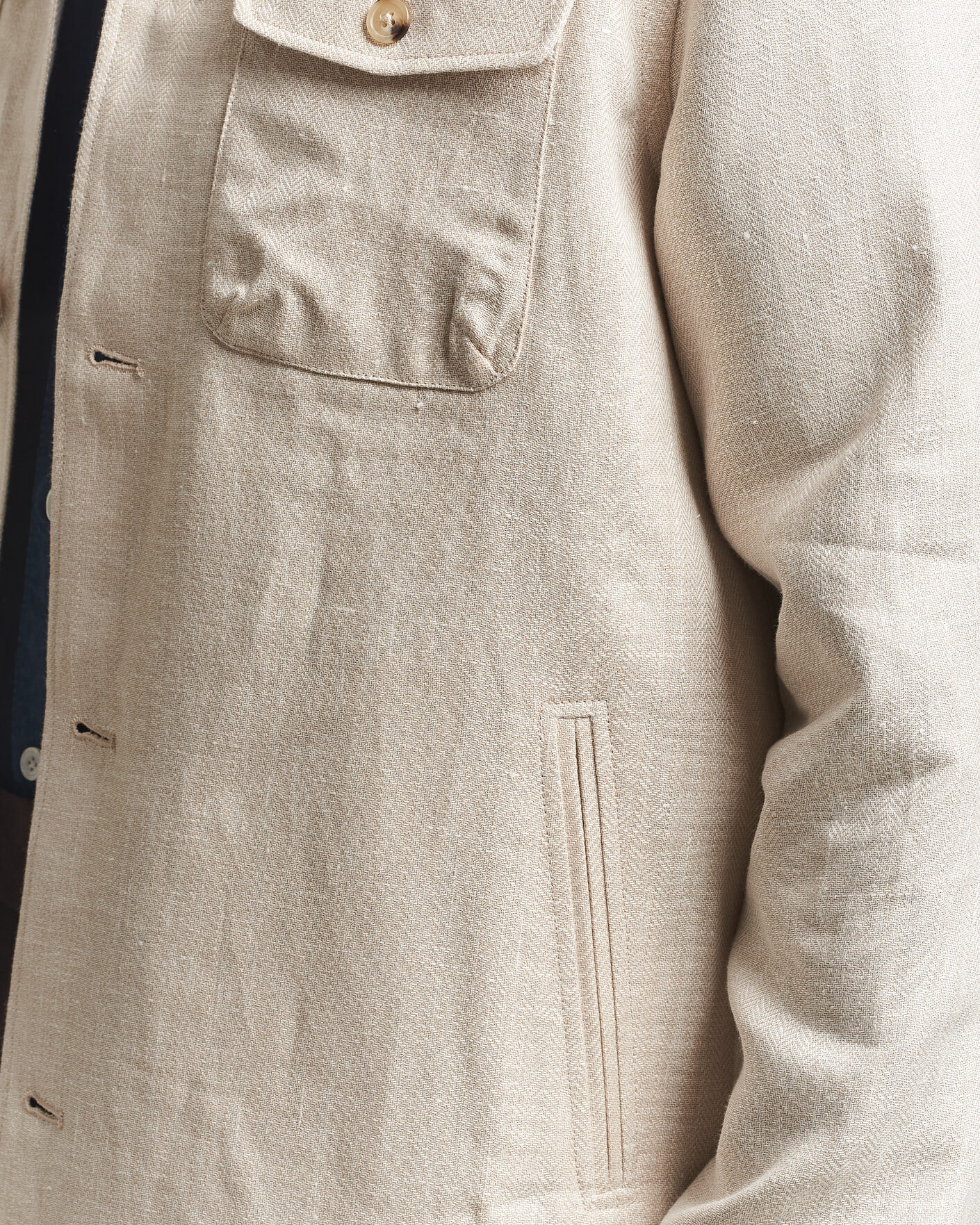 Heren | Jassen | Eton | Four Pocket Linen Lyocell Shirt Jacket Off White