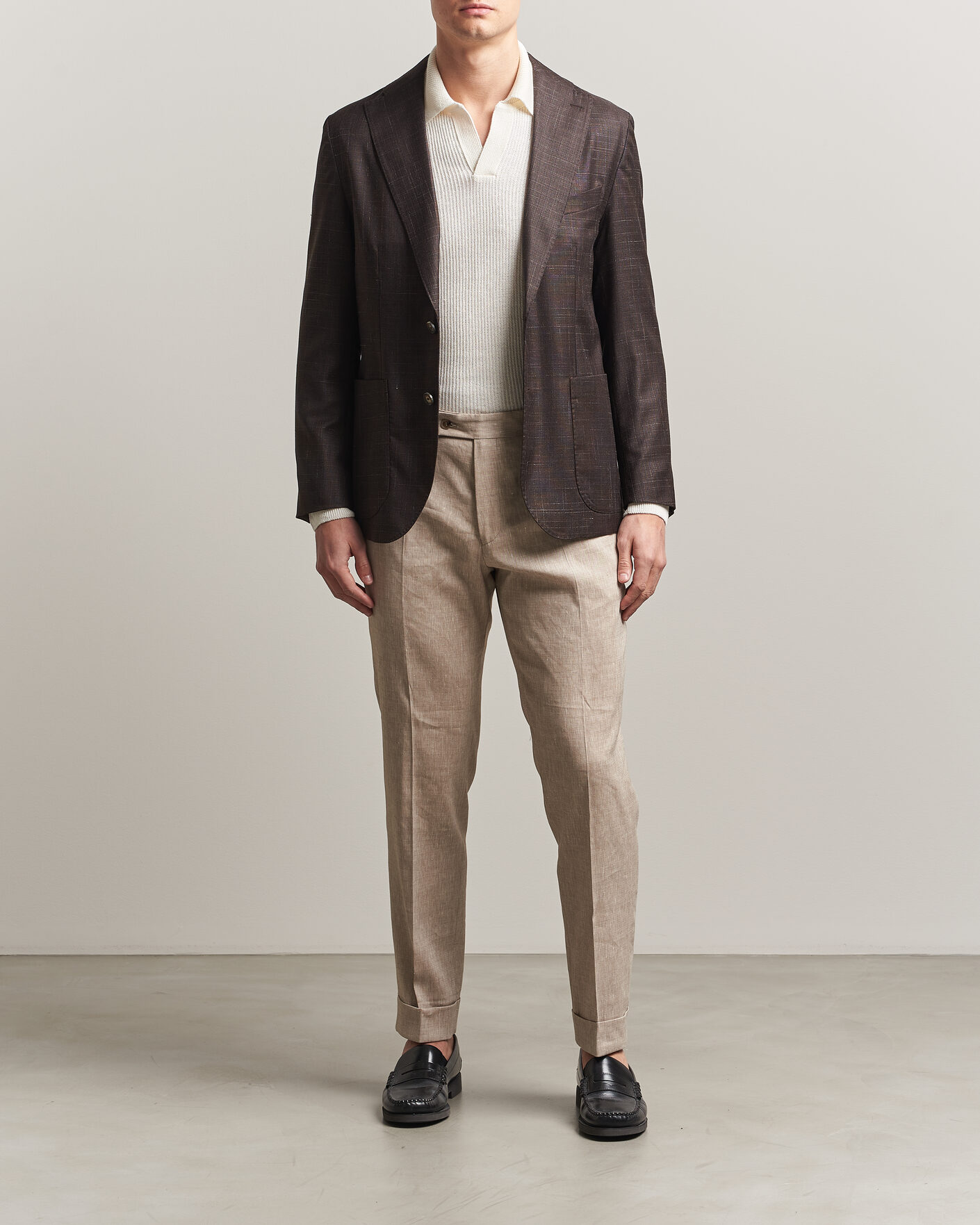 Homme | Blazers | Eton | Wool Silk Soft Blazer Dark Brown