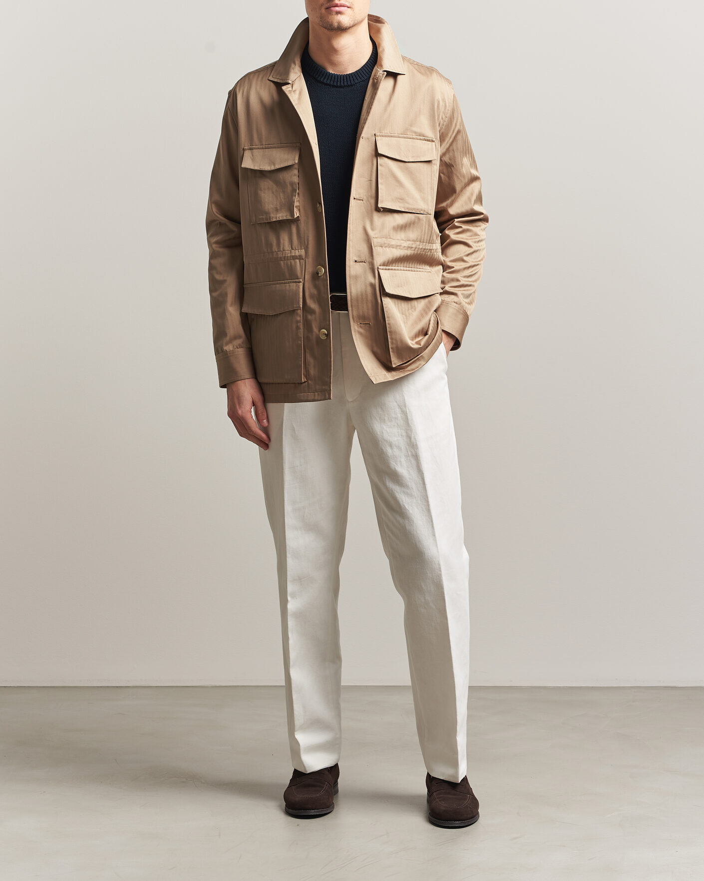 Homme | Manteaux Et Vestes | Eton | Cotton Safari Drawstring Jacket Beige