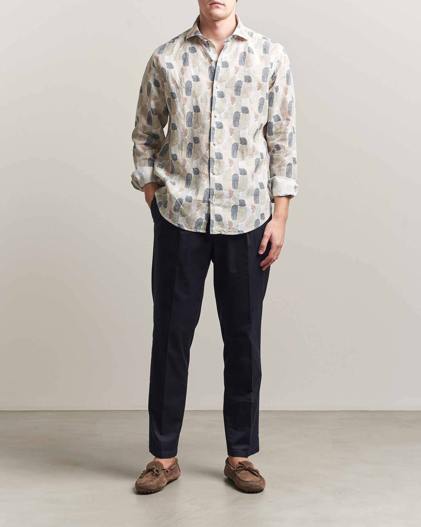 Homme | Chemises | Eton | Casual Fit Printed Linen Shirt Multi