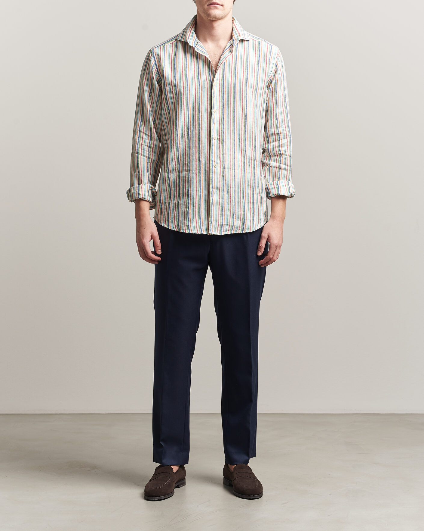 Homme | Chemises | Eton | Casual Fit Striped Linen Shirt Multi