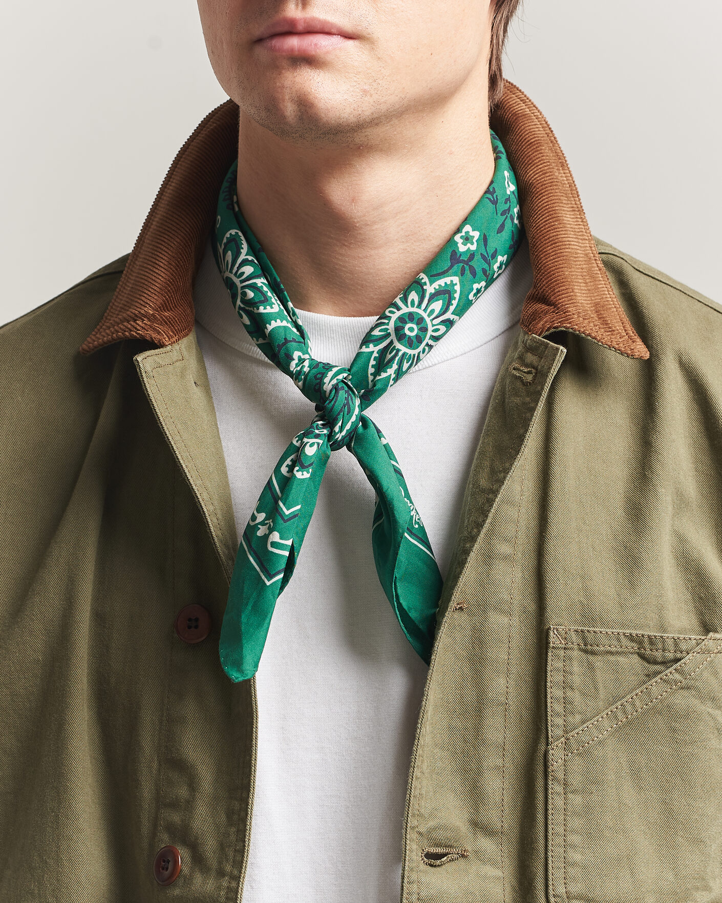 Homme | Écharpes | Drake's | Classic Paisley Bandana Green