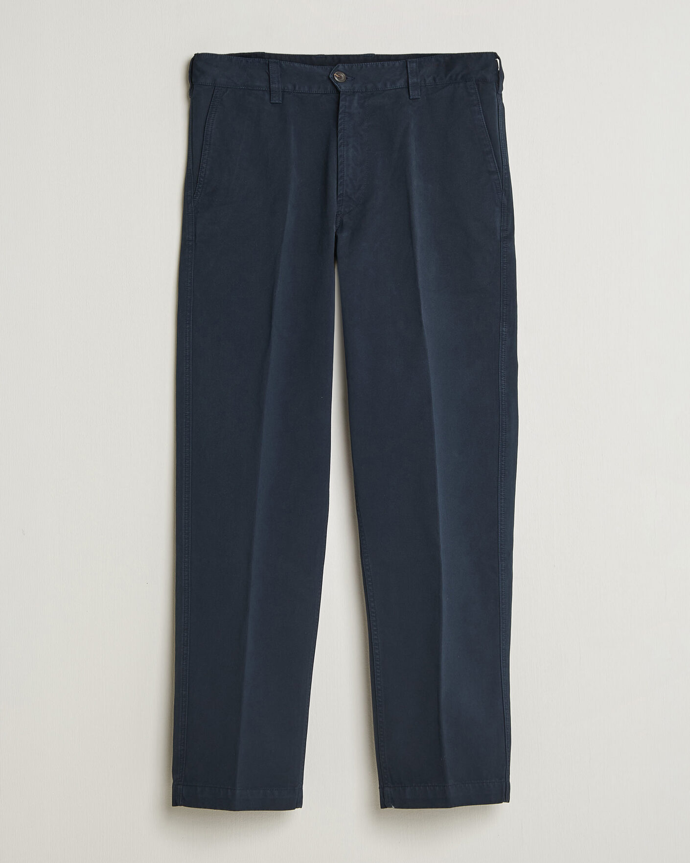 Heren | Broeken | Drake's | Peached Flat Front Cotton Chino Navy