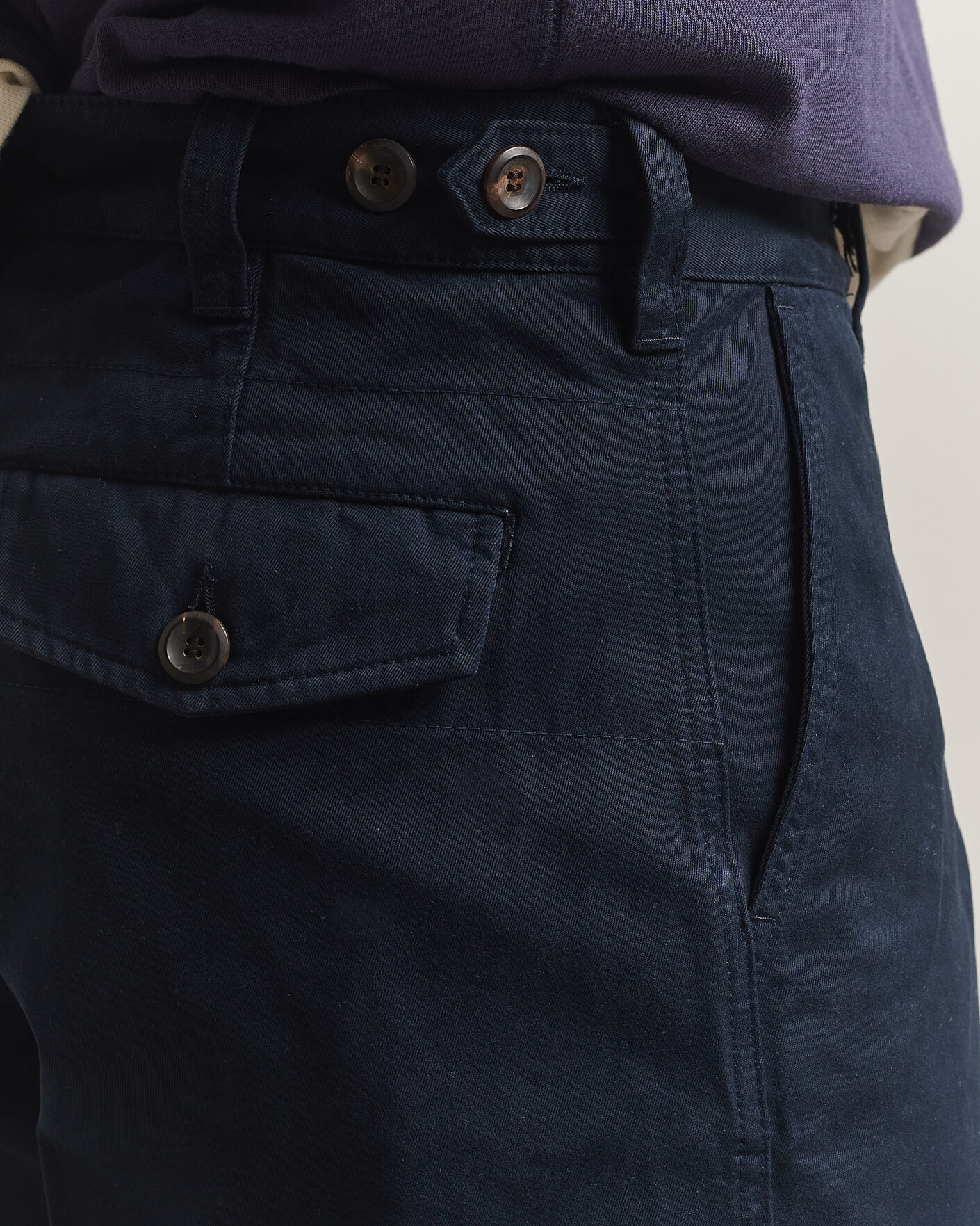 Heren | Broeken | Drake's | Peached Flat Front Cotton Chino Navy