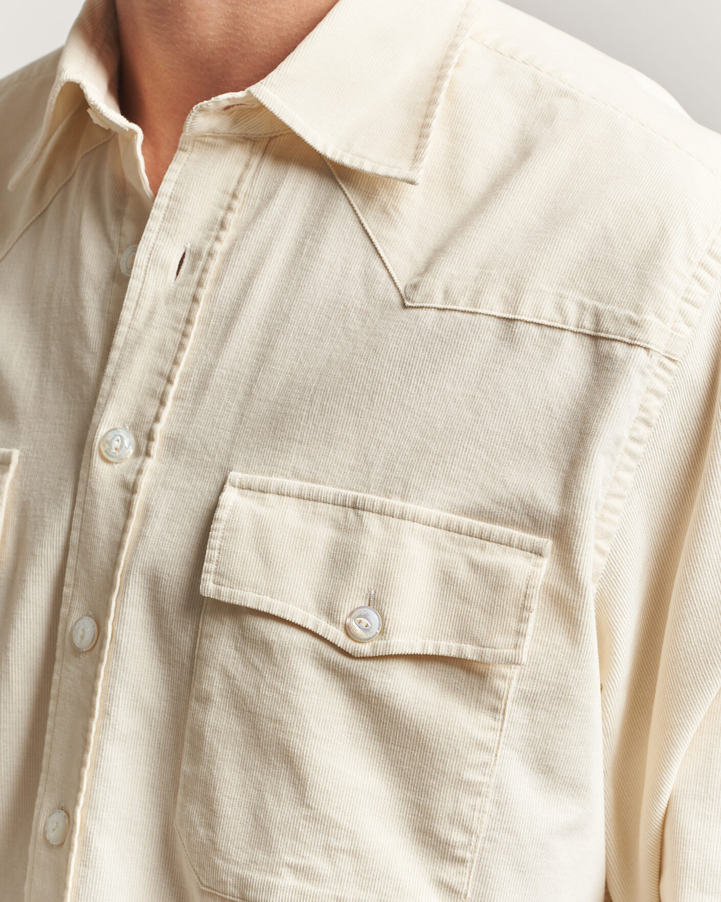 Homme | Chemises | Drake's | Needlecord Western Shirt White