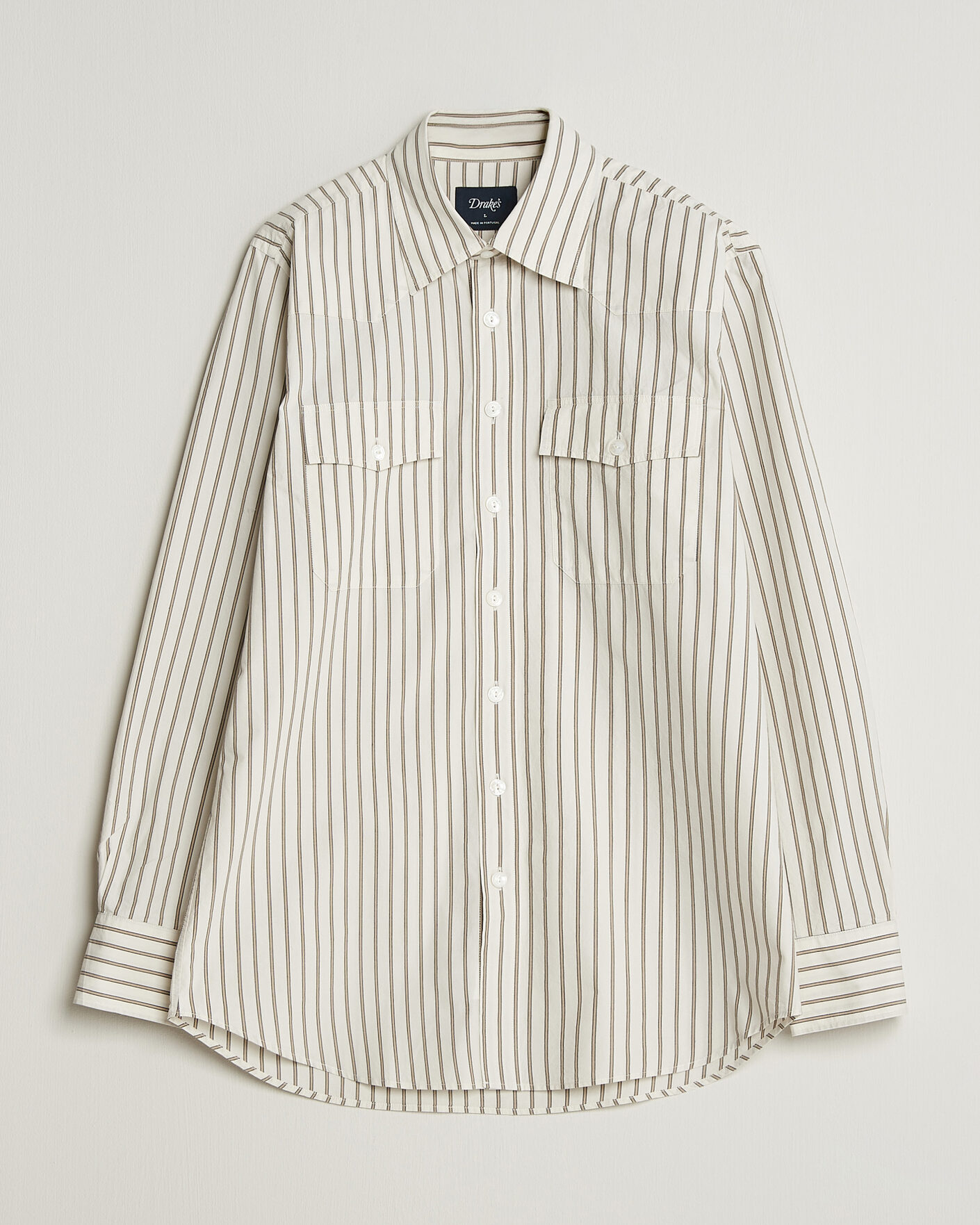 Heren | Overhemden | Drake's | Striped Western Shirt White