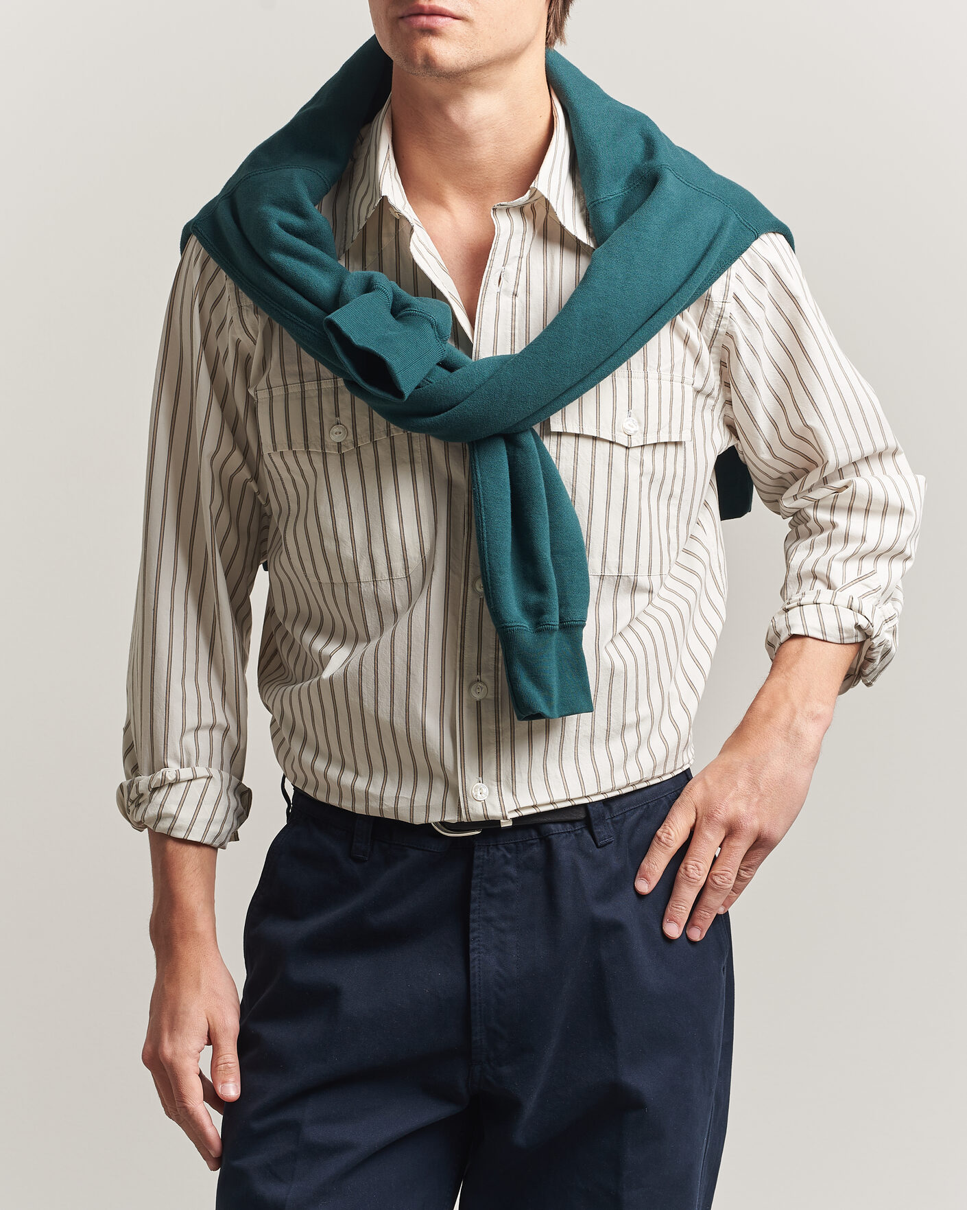 Homme | Chemises | Drake's | Striped Western Shirt White