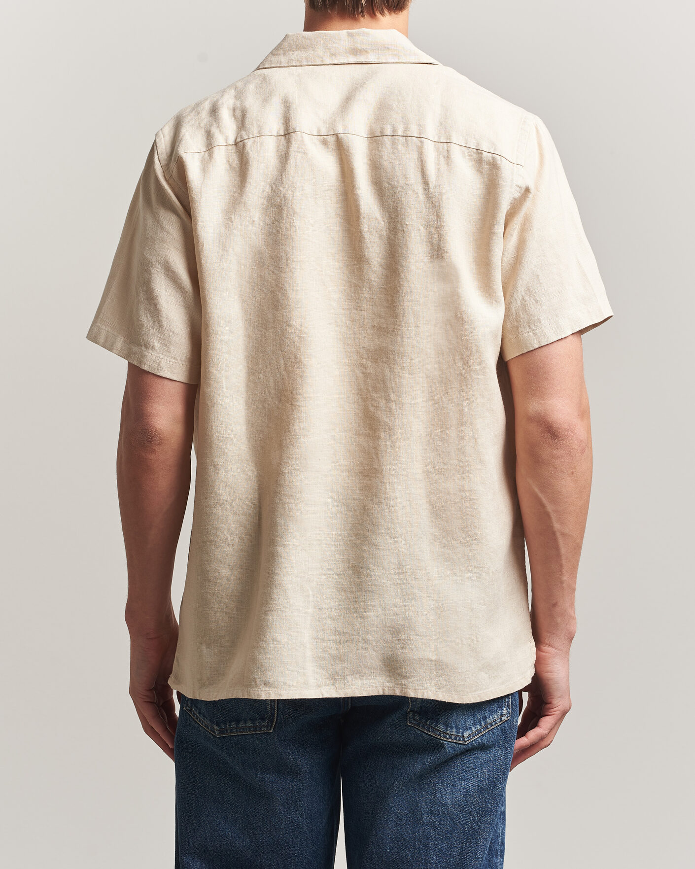 Homme | Chemises | Drake's | Military Short Sleeve Camp Collar Shirt Ecru