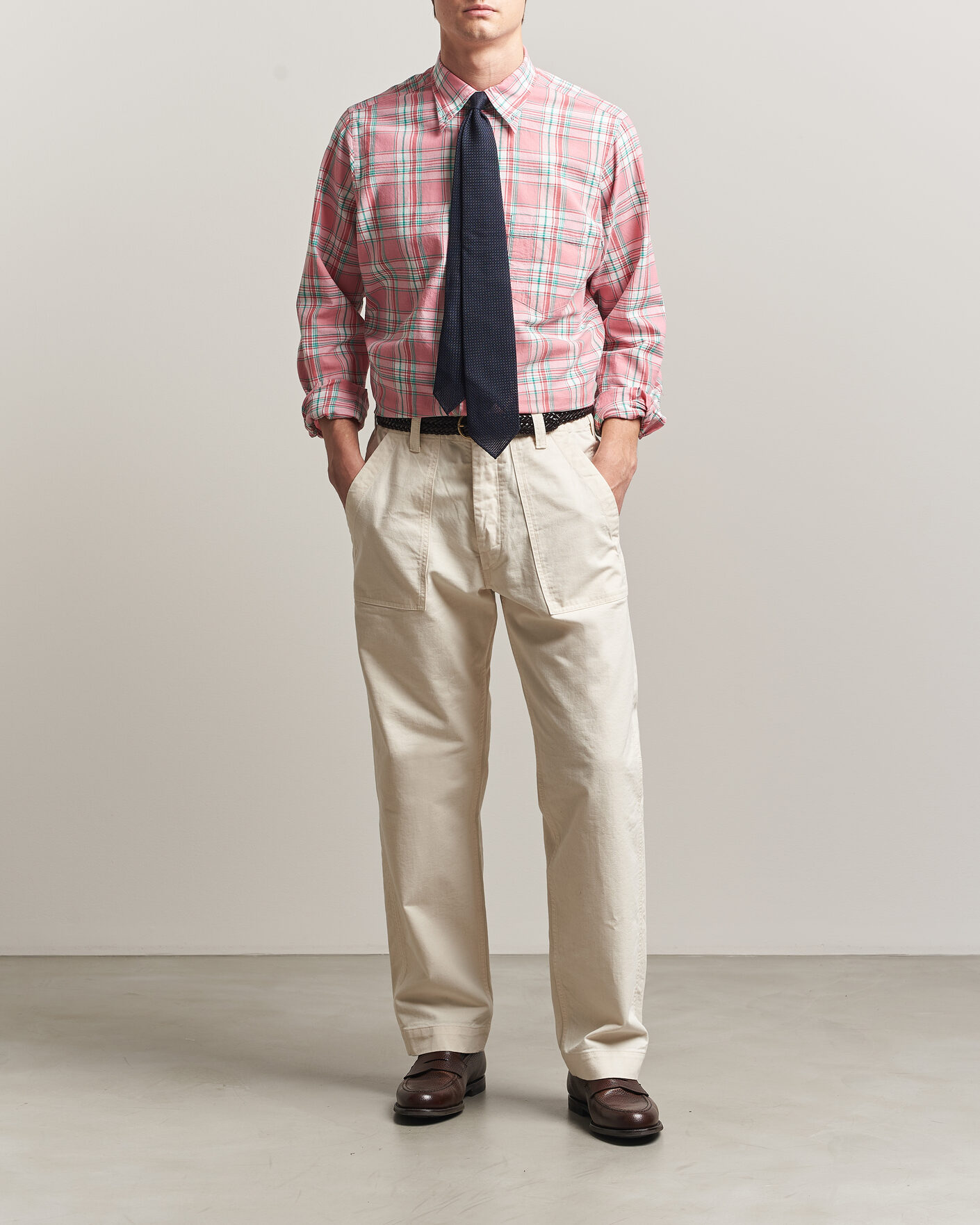 Homme | Chemises | Drake's | Madrass Checked Button Down Shirt Pink