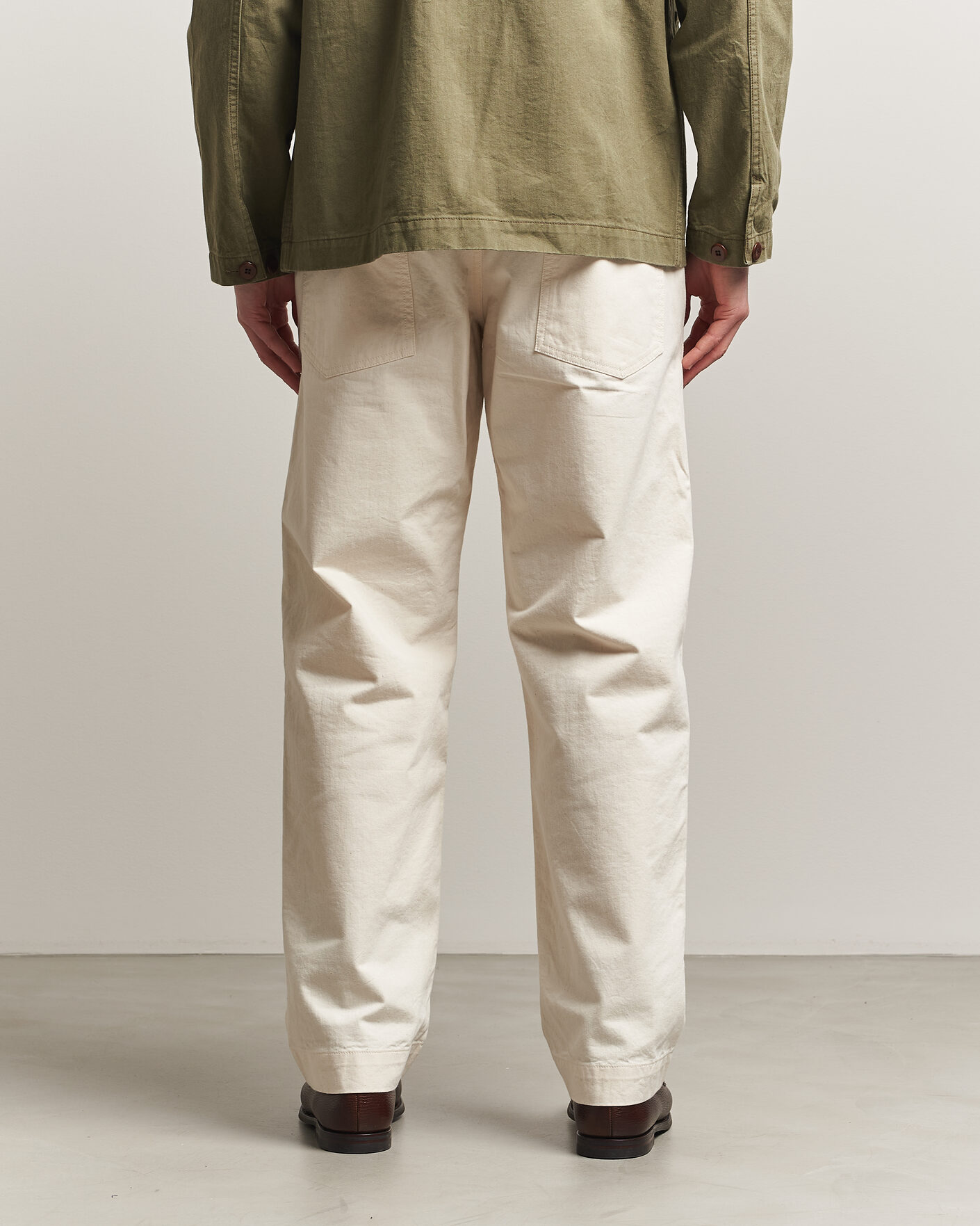Heren | Broeken | Drake's | Twill Fatigue Trousers Ecru