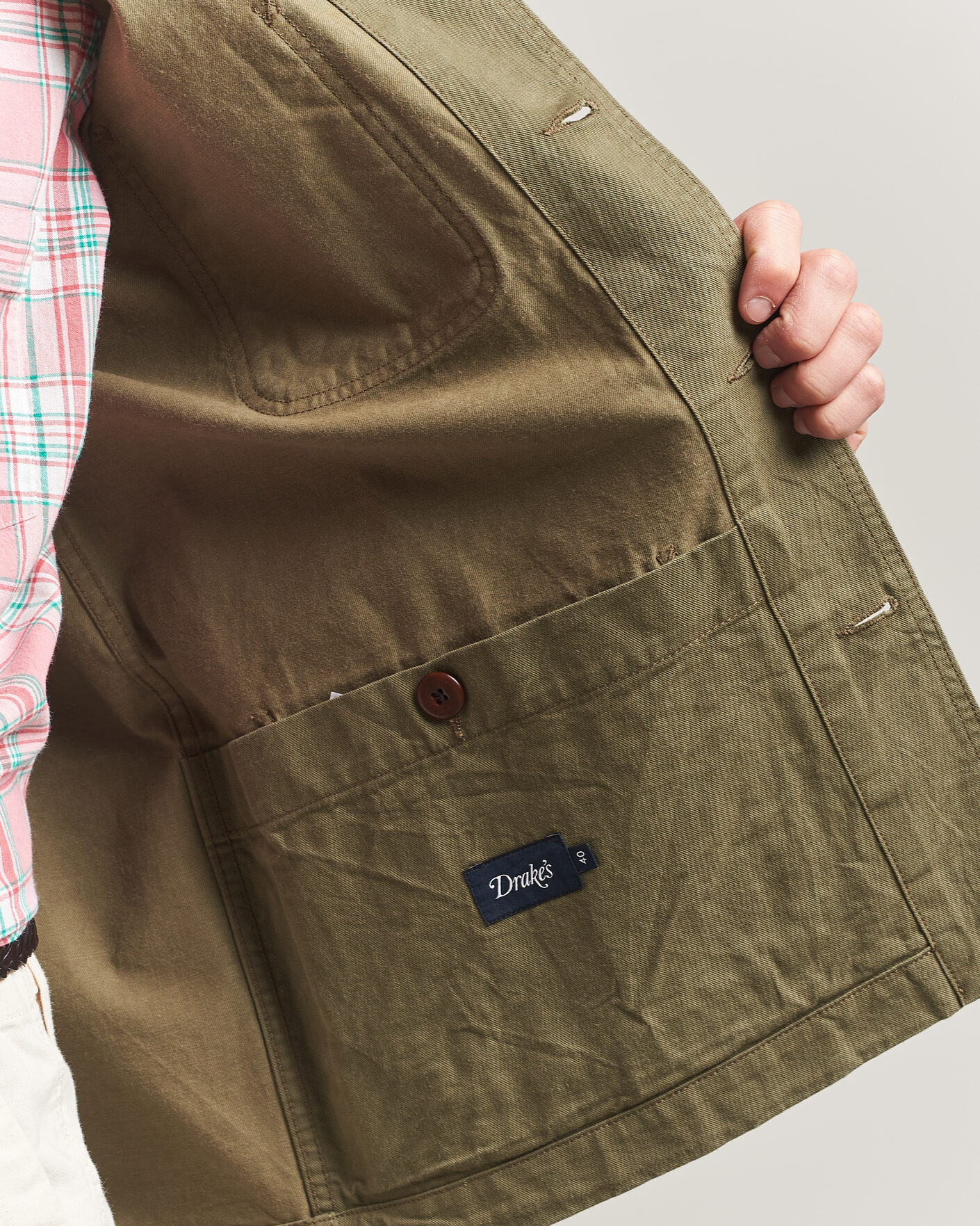 Homme | Manteaux Et Vestes | Drake's | Twill Fatigue Jacket Khaki