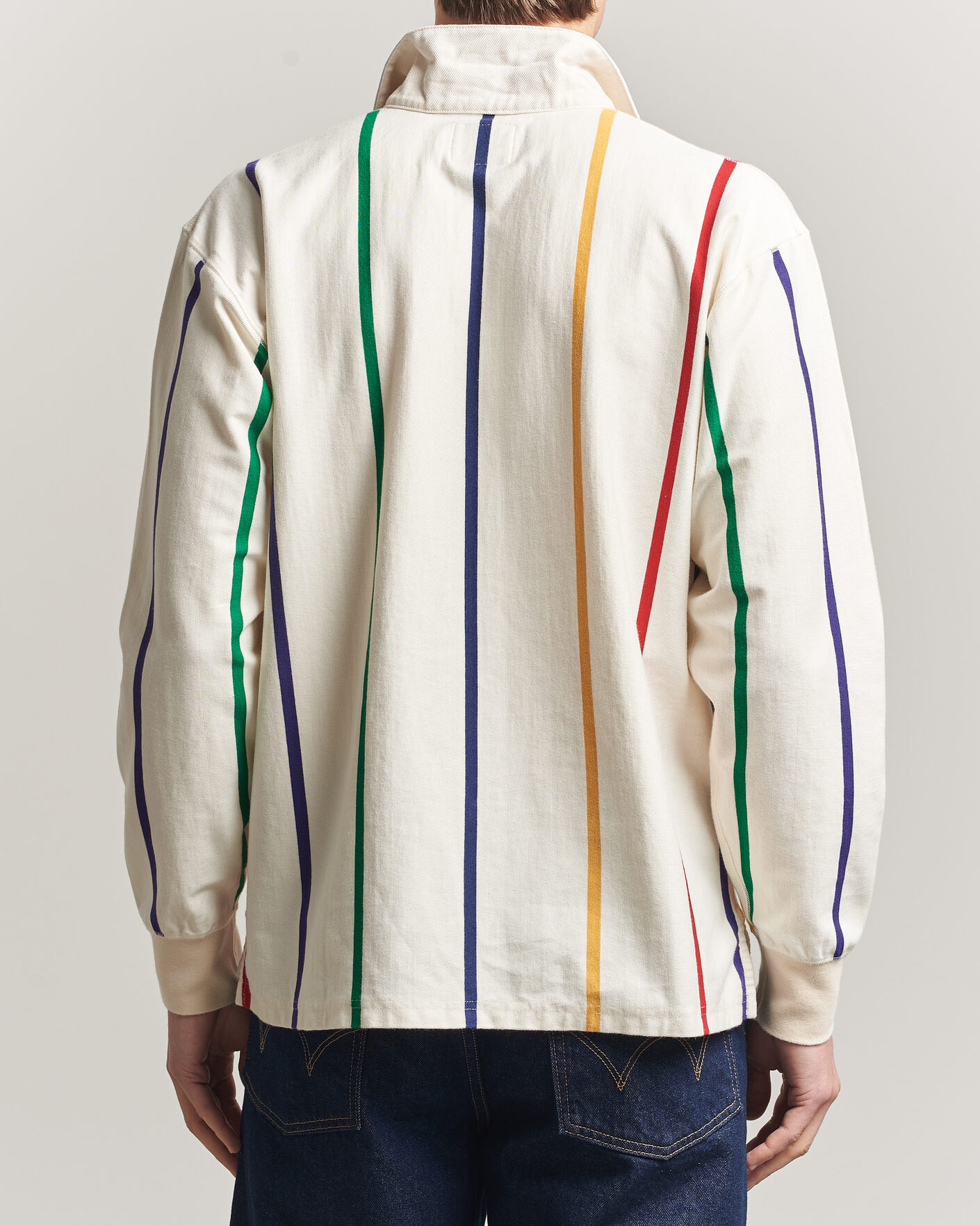 Homme | Pulls Et Tricots | Drake's | Colourful Vertical Stripe Rugby White
