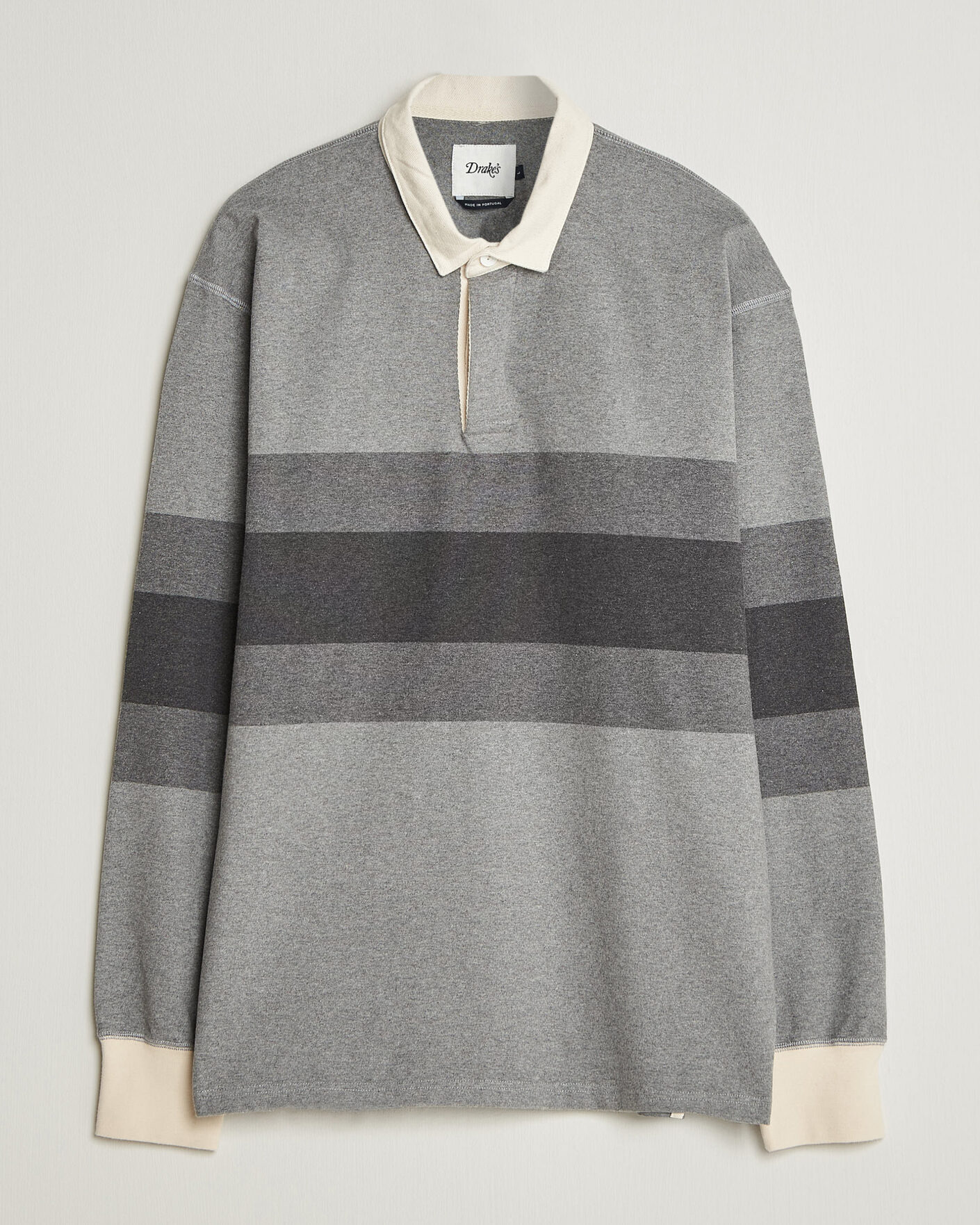 Heren | Truien | Drake's | Melange Stripe Rugby Grey