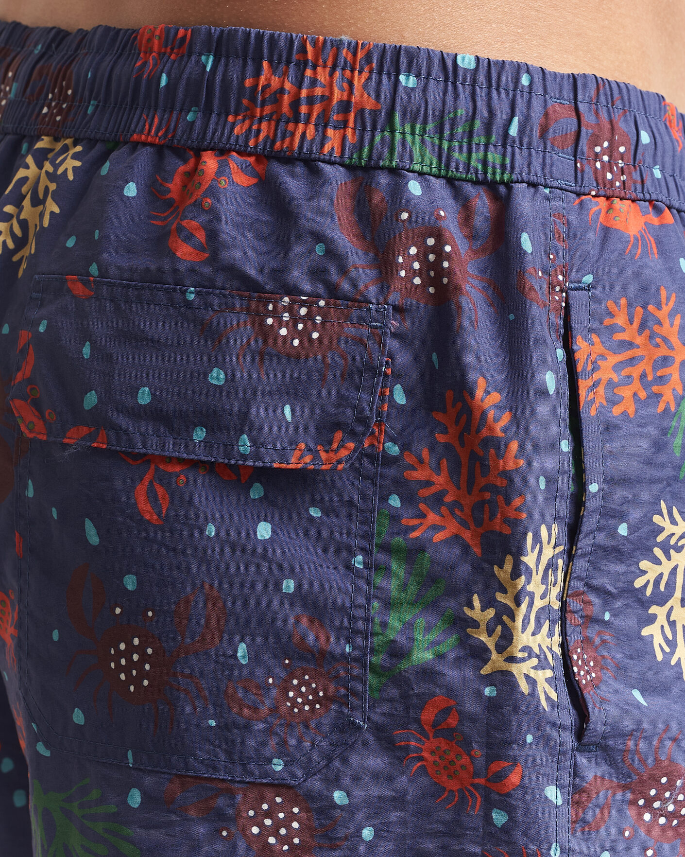 Heren | Zwembroek | Drake's | Crabs Drawstring Swimshorts Blue