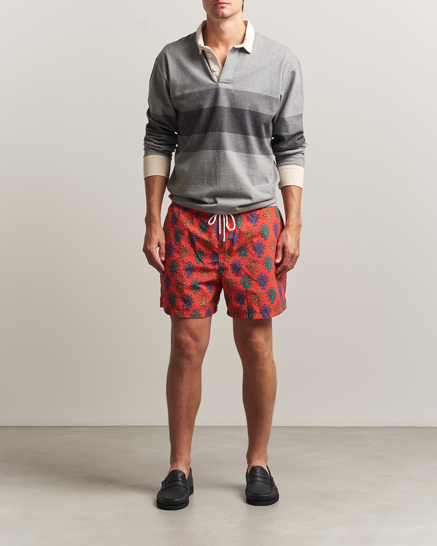 Homme | Maillots De Bain | Drake's | Trees Drawstring Swimshorts Tomato